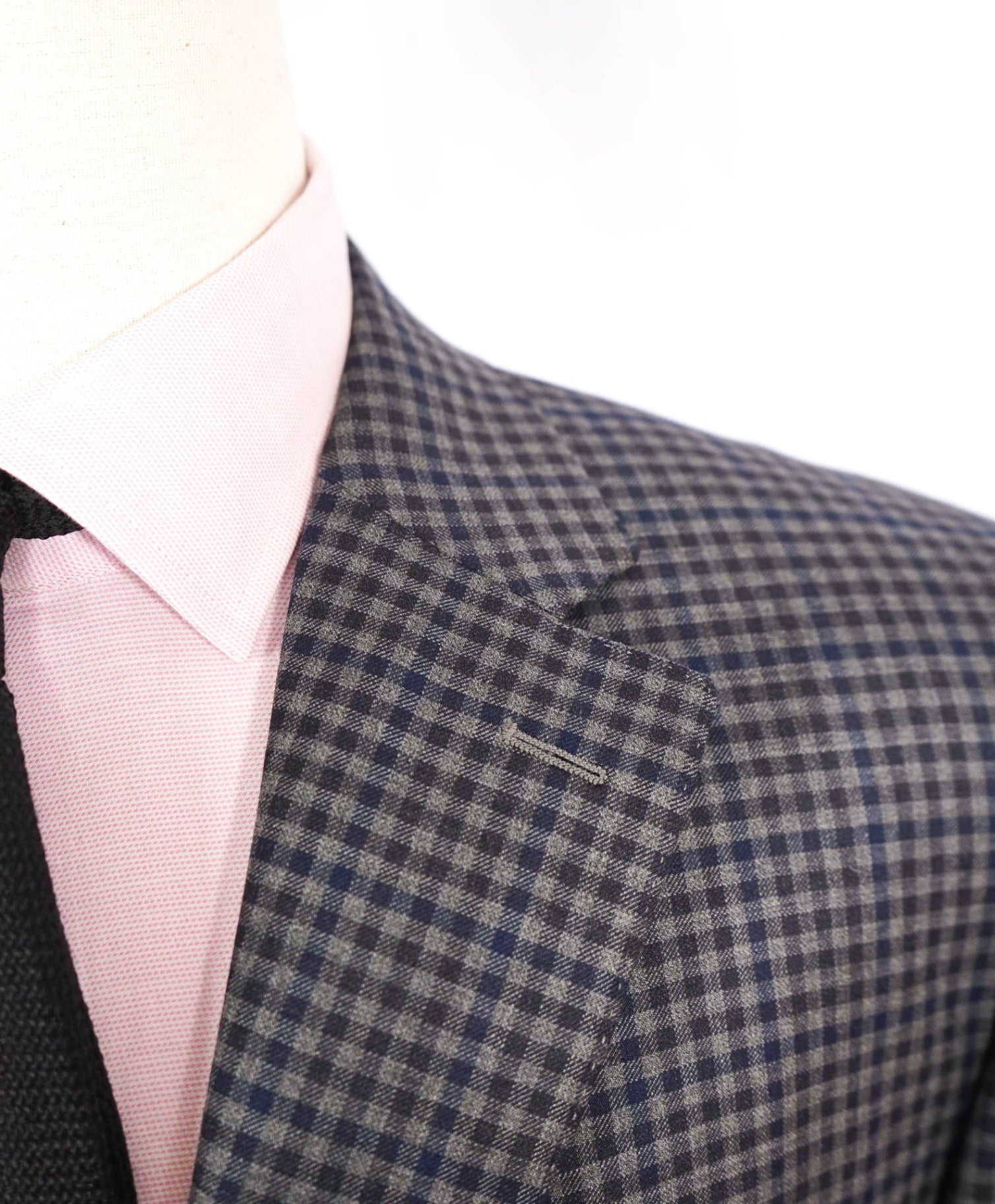 $1,895 Canali - Gray/Navy Gingham Wool Blazer - 48R
