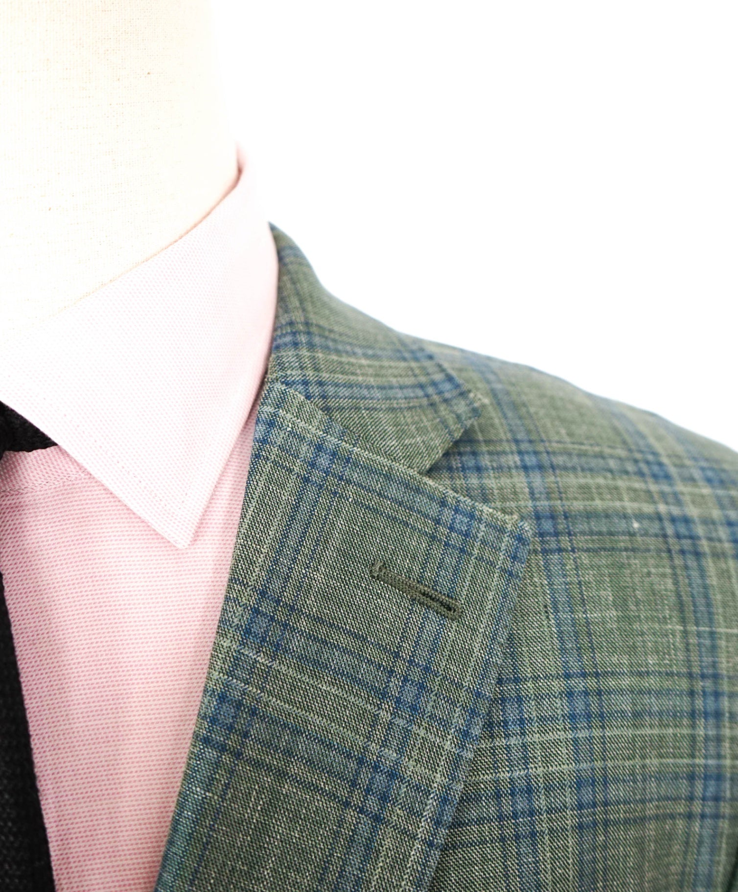 $2,395 ZEGNA - Green/Blue Plaid Wool/Silk/Linen Blazer - 42R
