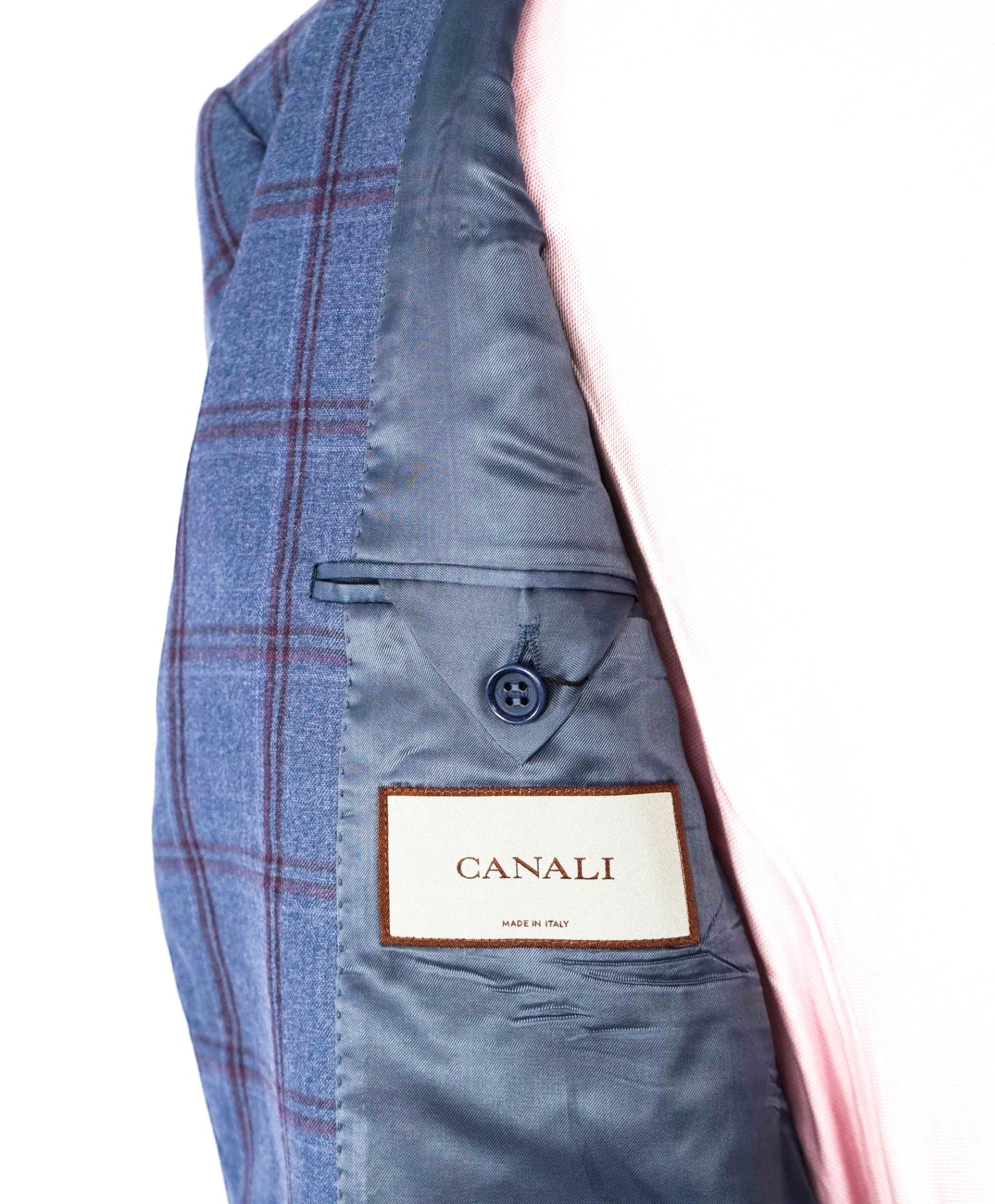 $1,850 Canali - Blue/Purple Plaid Wool 2-Btn Blazer - 40R