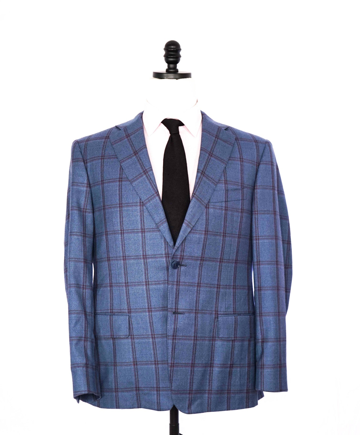 $1,850 Canali - Blue/Purple Plaid Wool 2-Btn Blazer - 40R