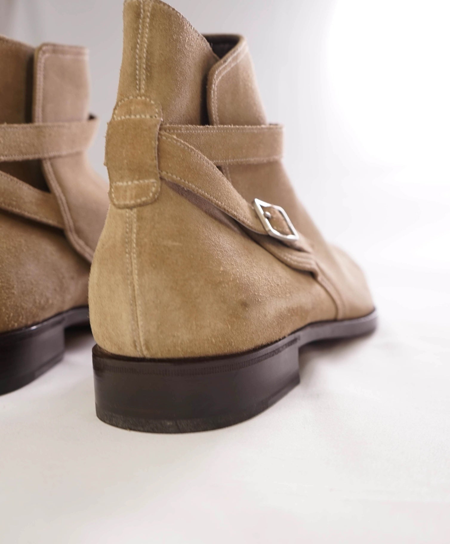 $1,050 Salvatore Ferragamo - Neutral Buckle Ankle Boots Suede - 13 D