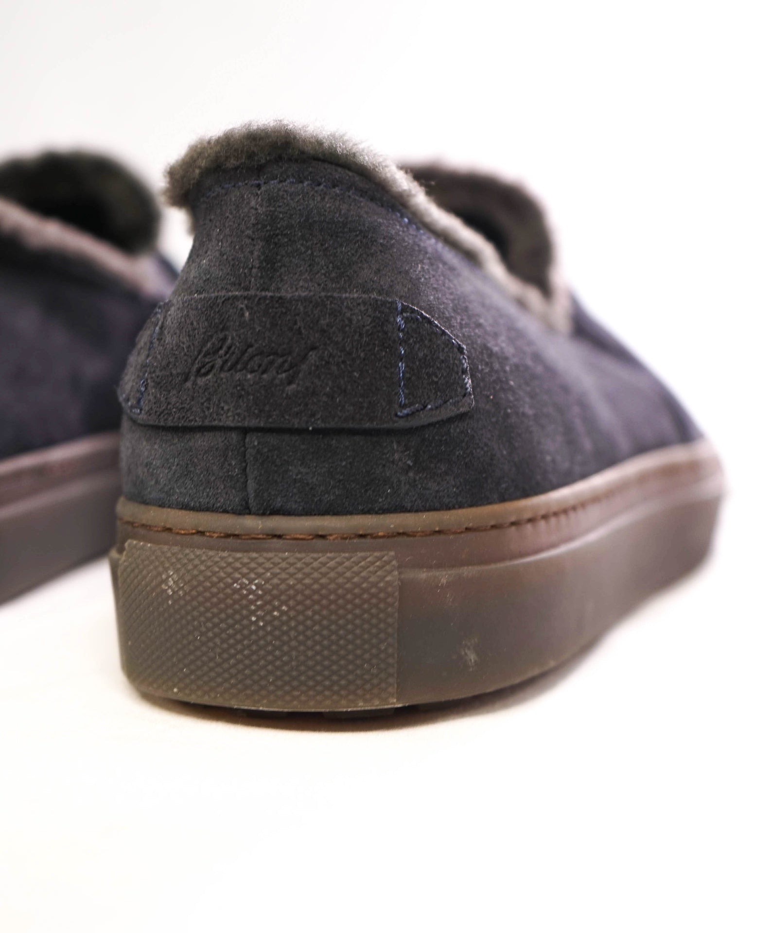 $1,150 BRIONI - Navy Blue Suede SHEARLING Sneakers - US 11 (UK10)
