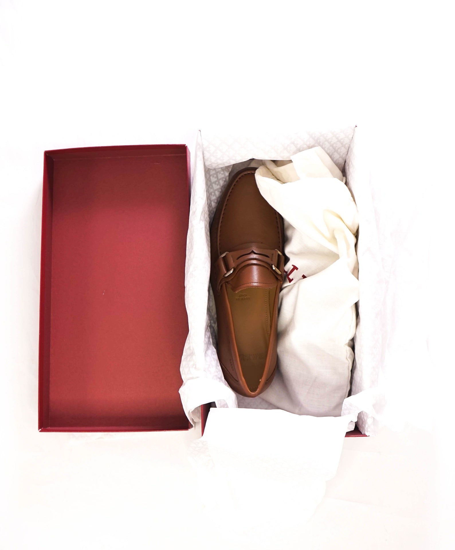 $650 BALLY - Tobacco Brown Penny Loafers Leather - US 8 D