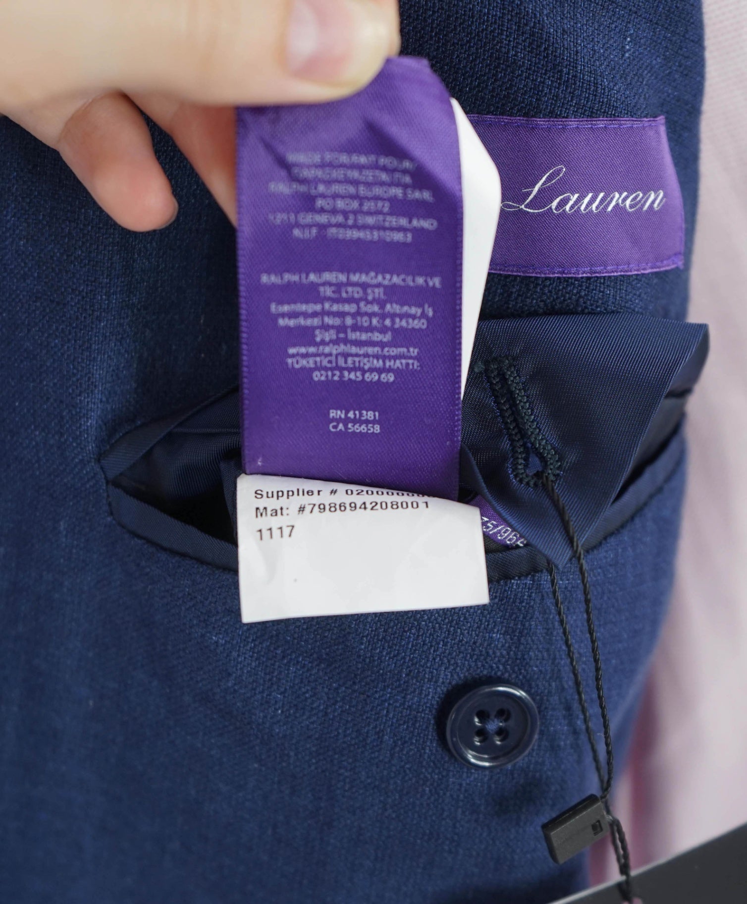 $2,295 Ralph Lauren Purple Label - Blue Linen/Silk Blazer - 40R