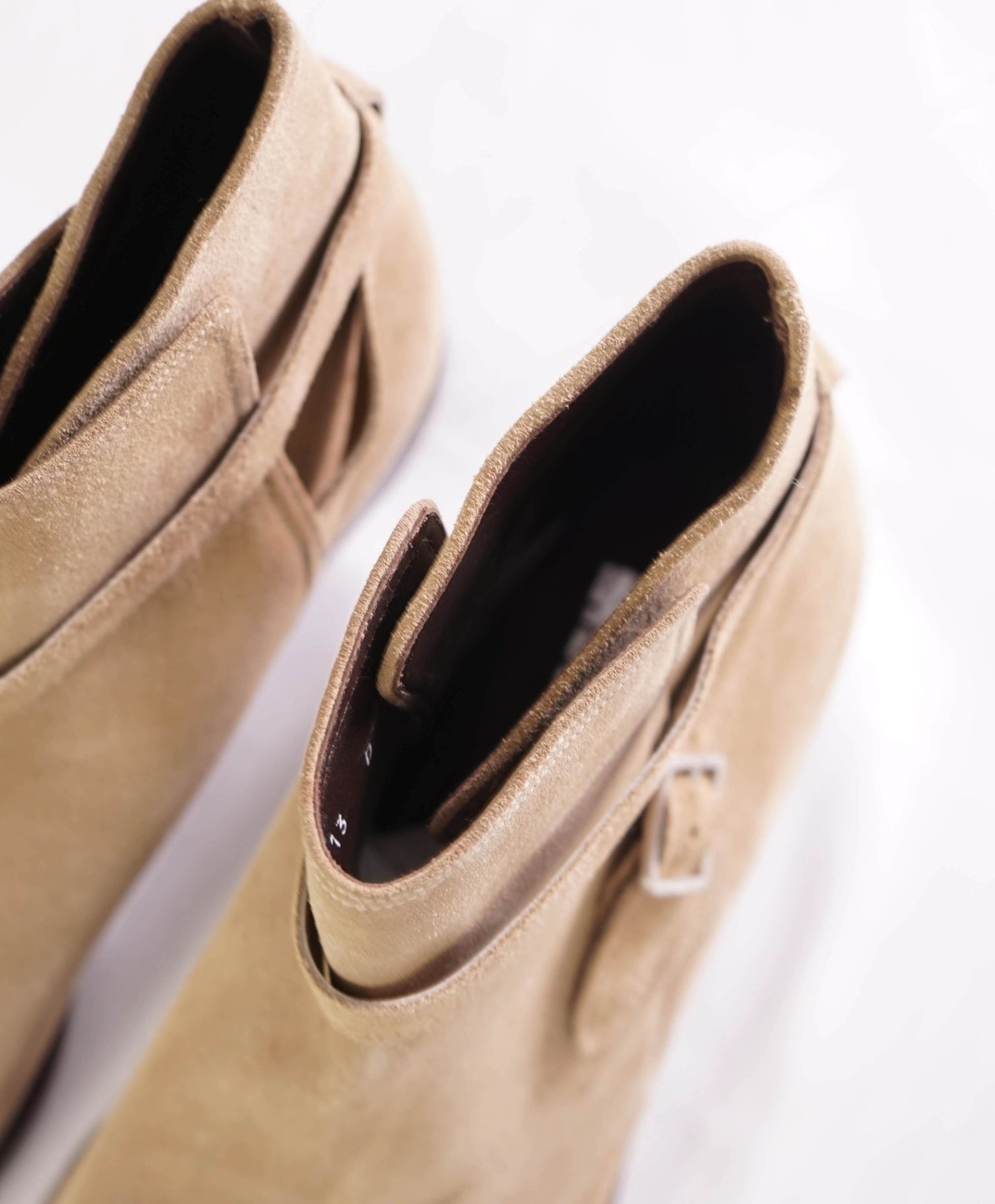$1,050 Salvatore Ferragamo - Neutral Buckle Ankle Boots Suede - 13 D
