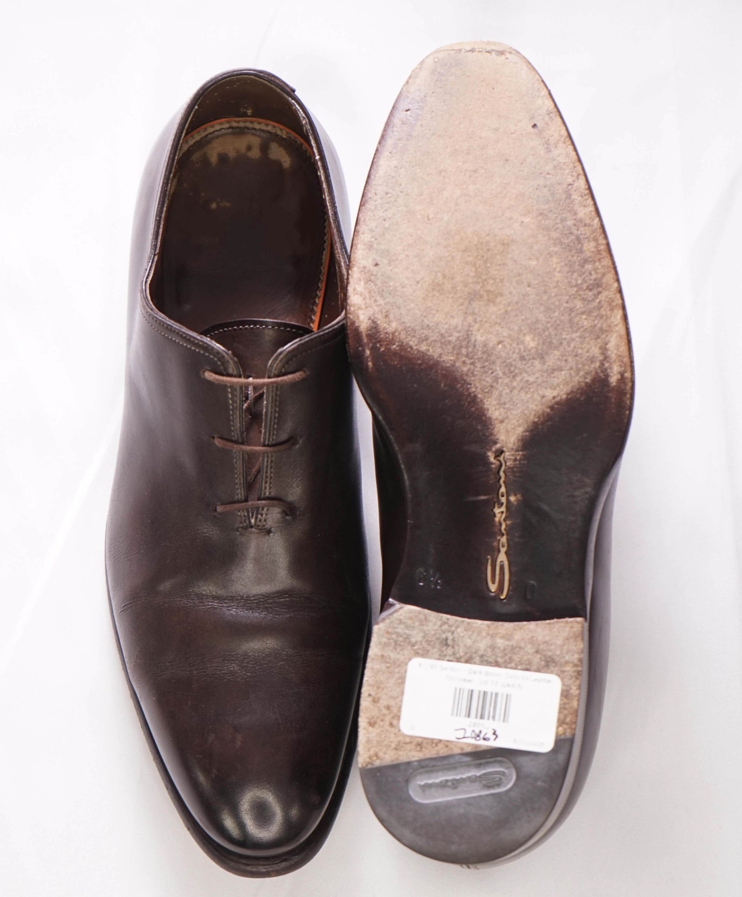 $1,195 SANTONI - GOODYEAR Brown Oxfords Leather - US 7.5 (UK6.5)