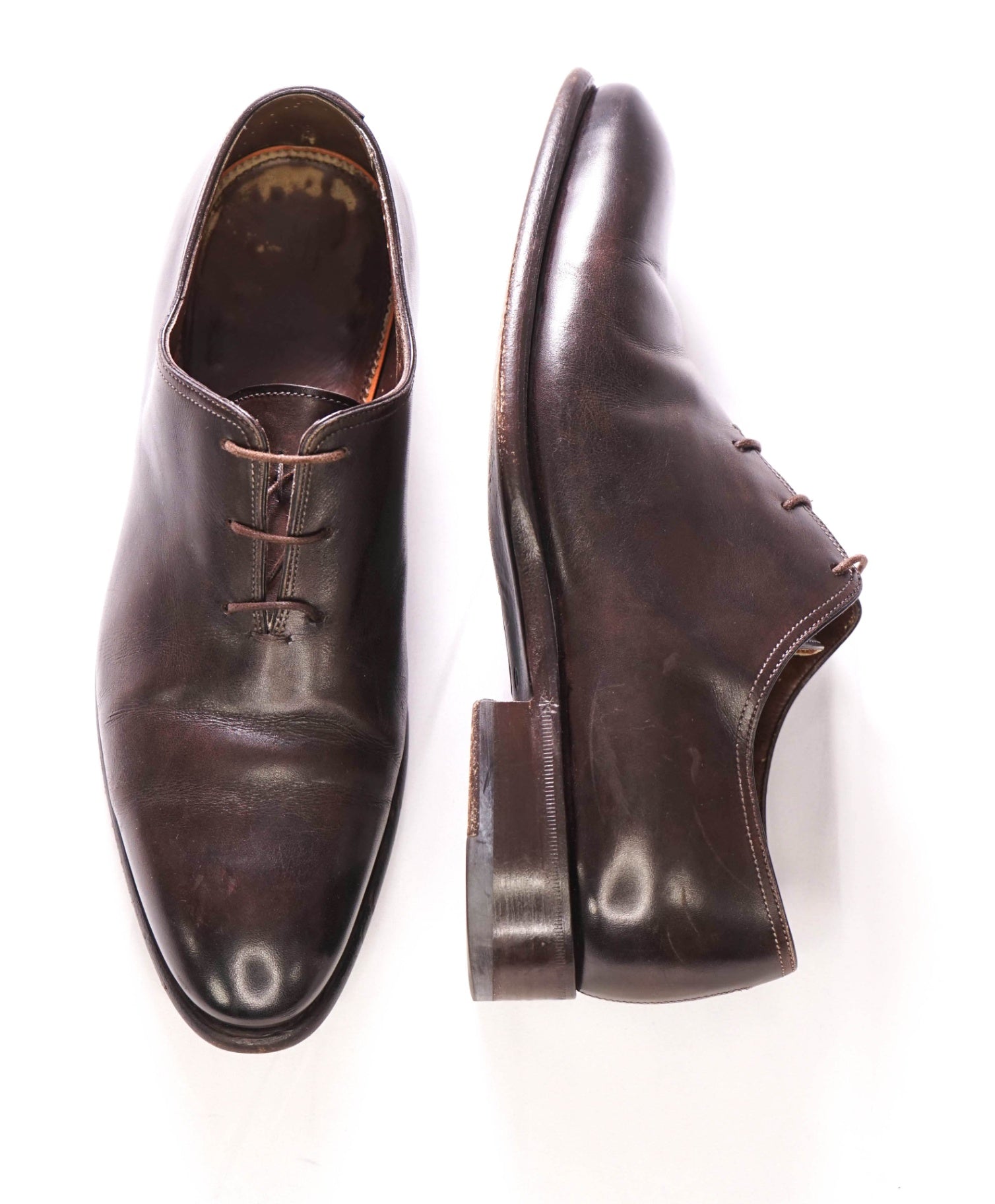 $1,195 SANTONI - GOODYEAR Brown Oxfords Leather - US 7.5 (UK6.5)
