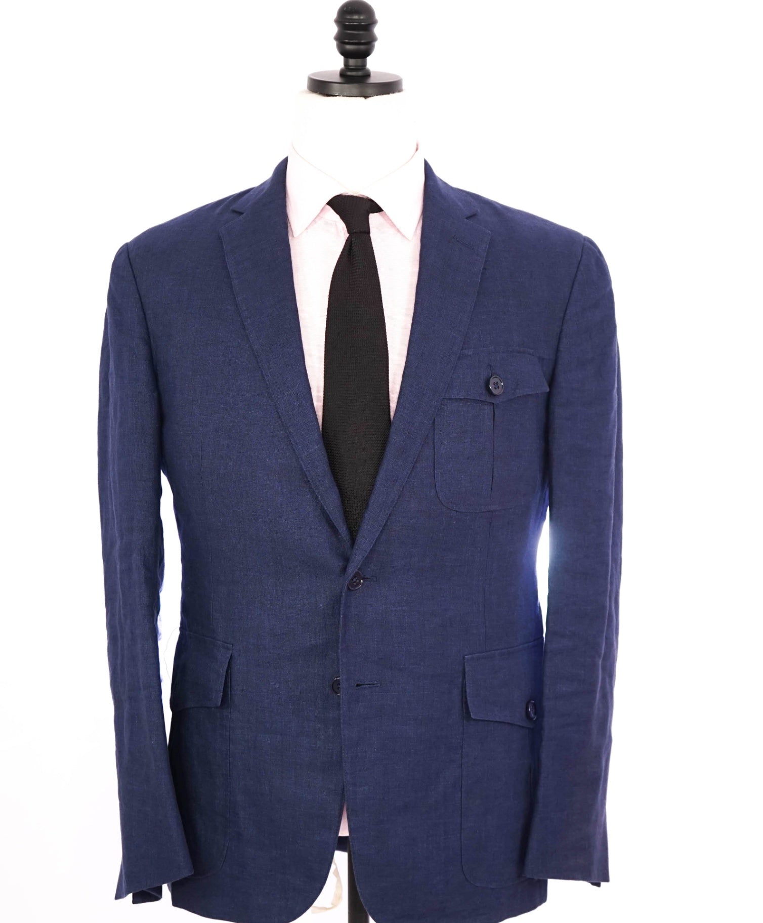 $2,295 Ralph Lauren Purple Label - Blue Linen/Silk Blazer - 40R