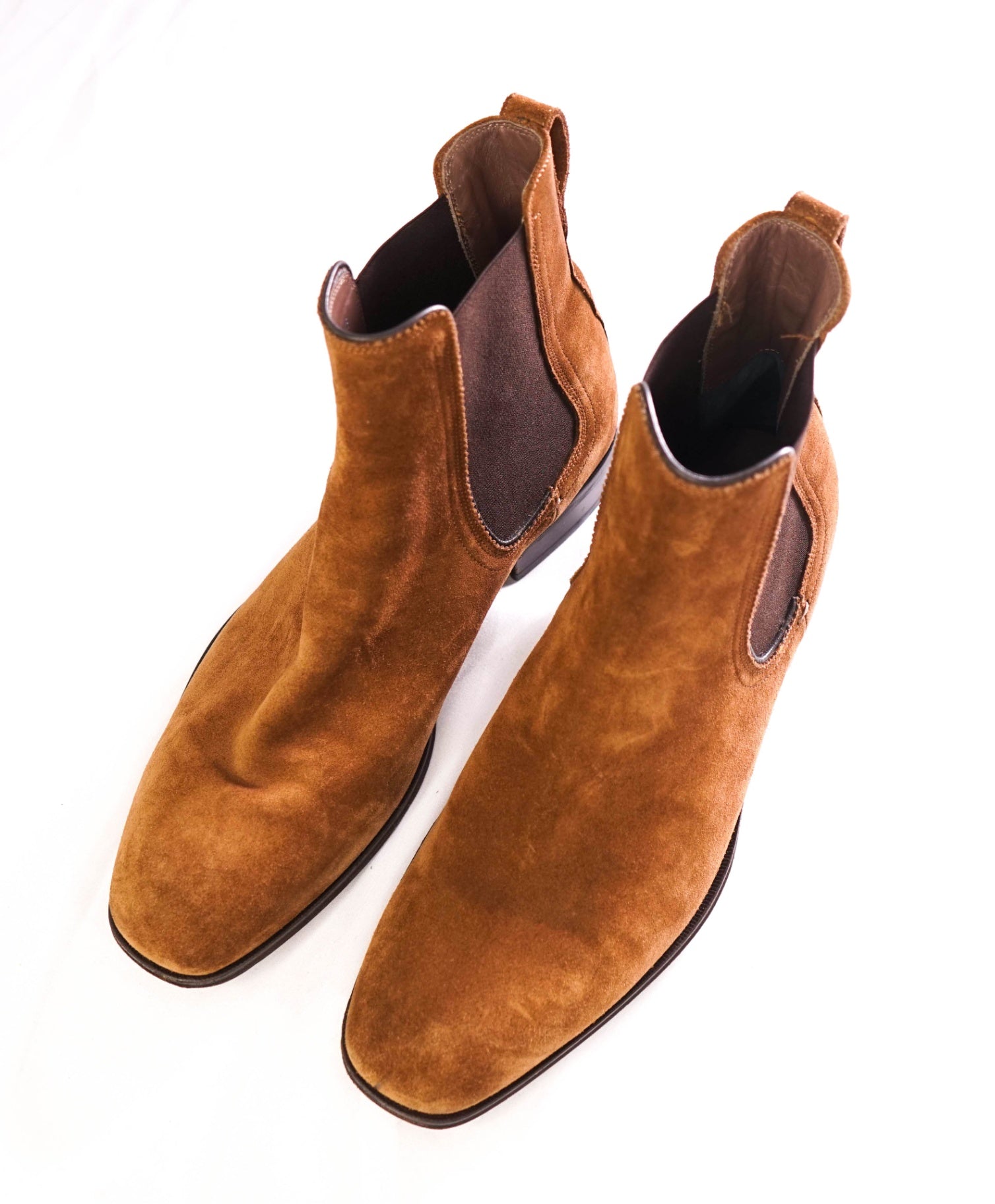$1,190 SALVATORE FERRAGAMO - Brown Chelsea Boots Suede - 9 EE