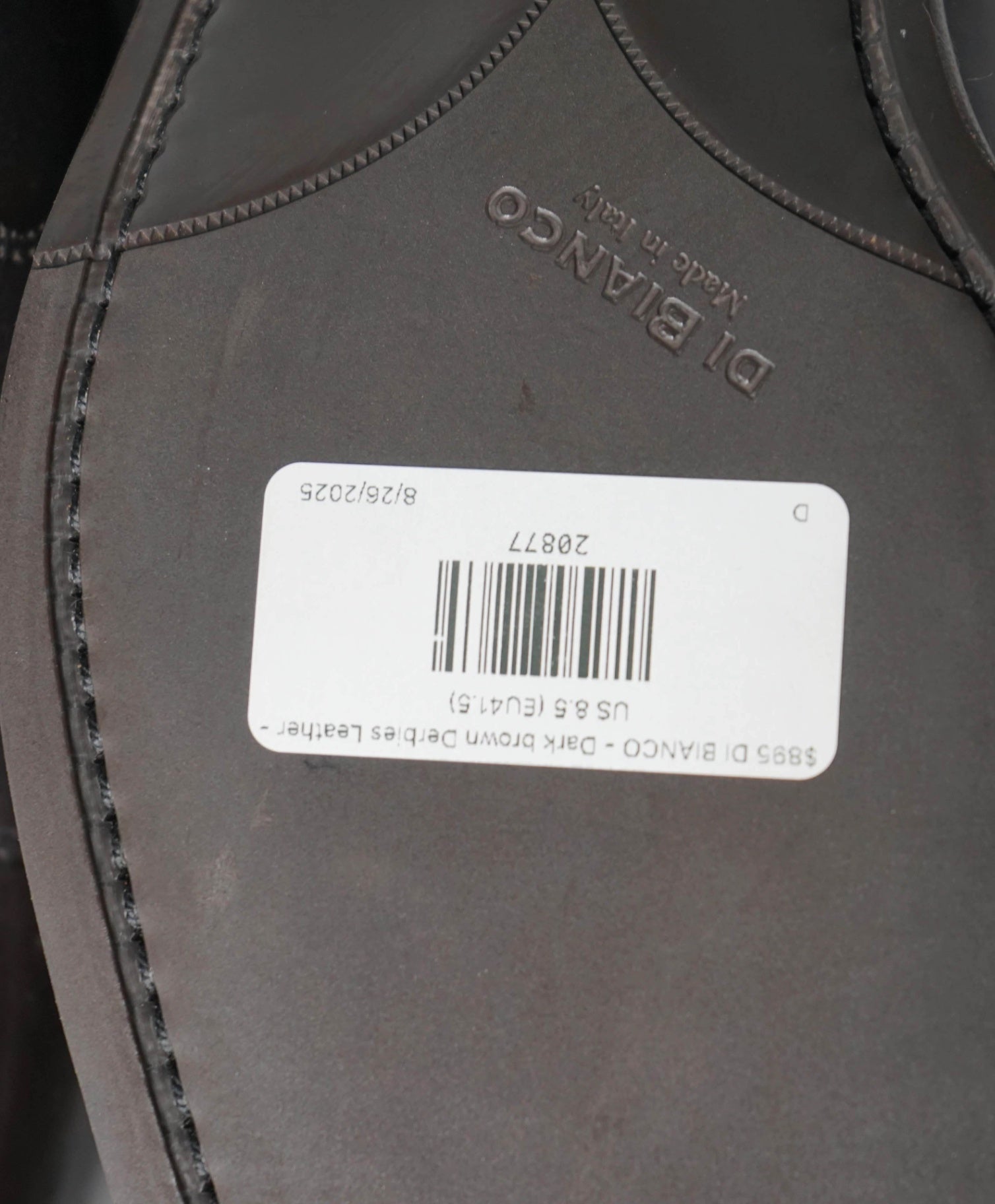 $895 DI BIANCO - Dark brown Derbies Leather - US 8.5 (EU41.5)