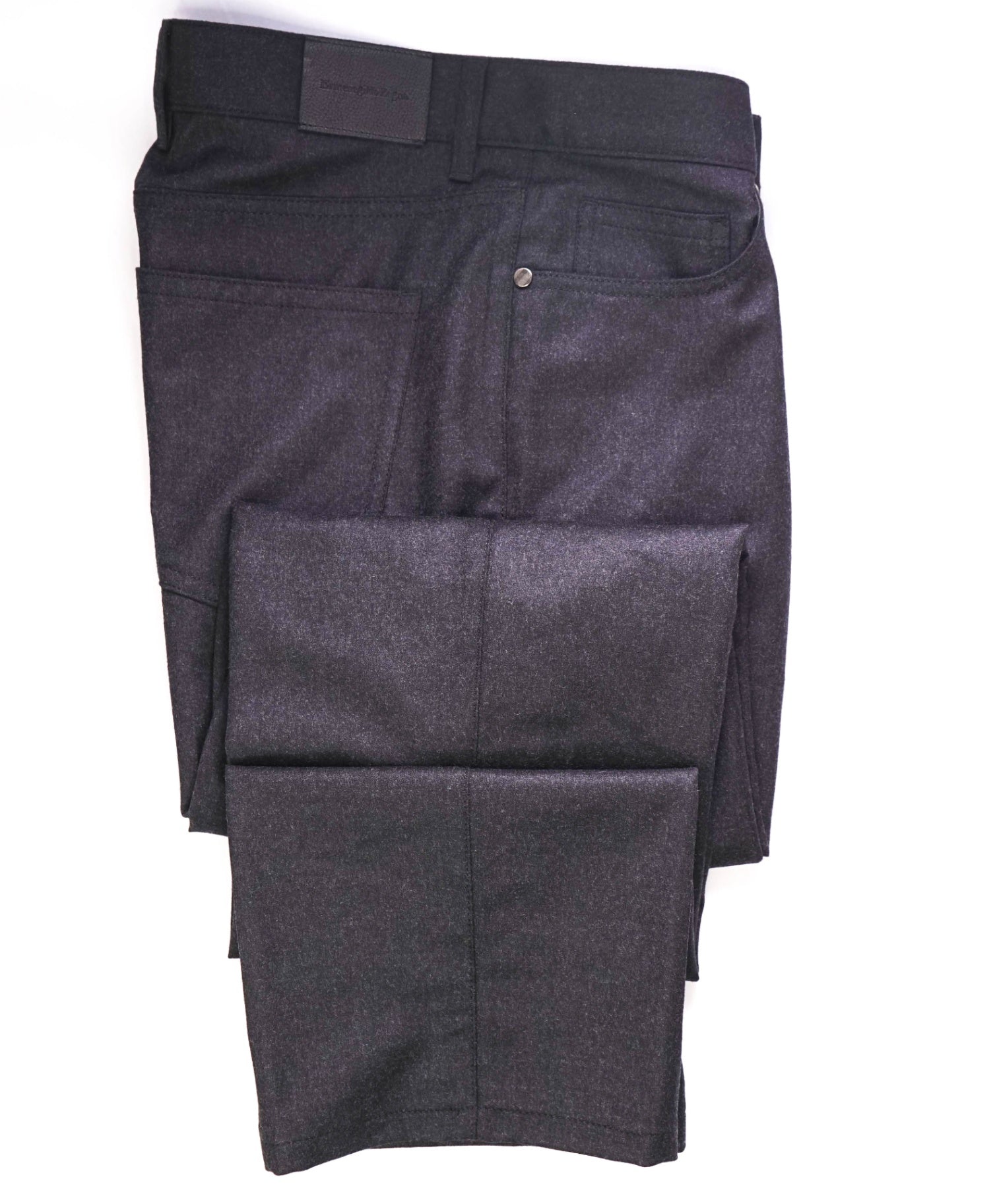 $695.00 ZEGNA - Dark Grey 5-Pocket Flannel Wool Pants - 38W