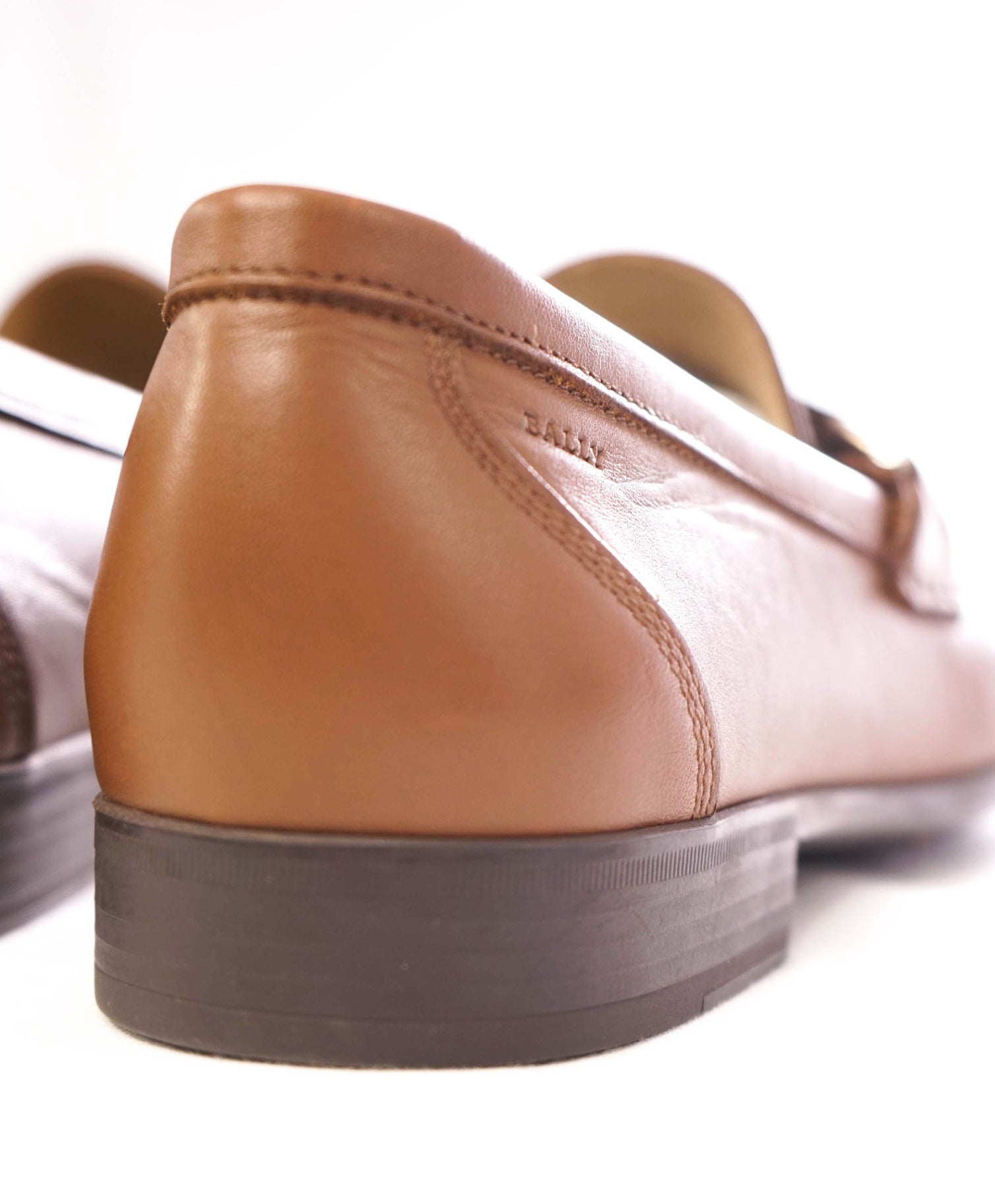 $650 BALLY - Tobacco Brown Penny Loafers Leather - US 8 D