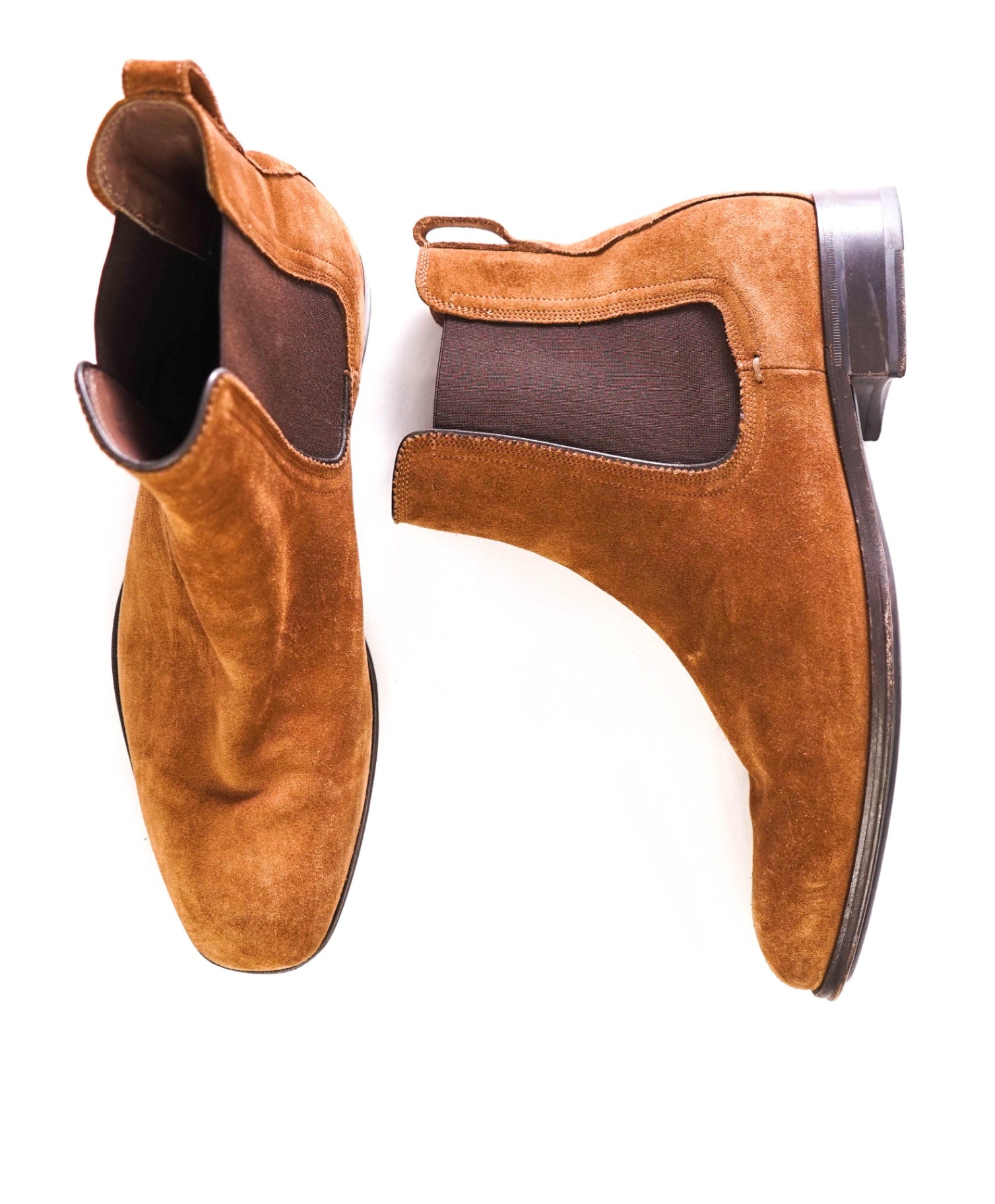 $1,190 SALVATORE FERRAGAMO - Brown Chelsea Boots Suede - 9 EE