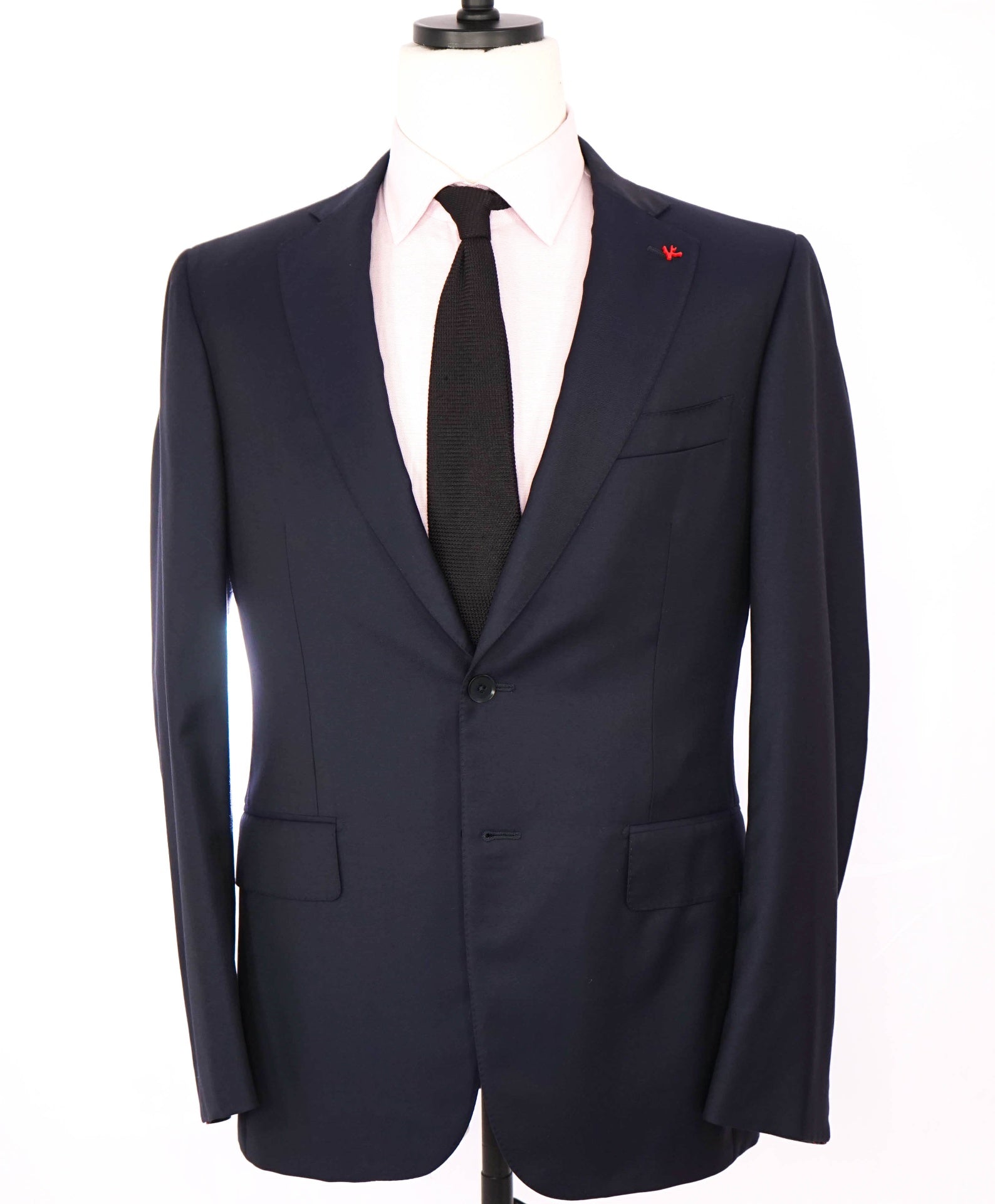 $3,995 ISAIA - Solid Navy Blue *CLOSET STAPLE* Coral Pin Suit - 40R