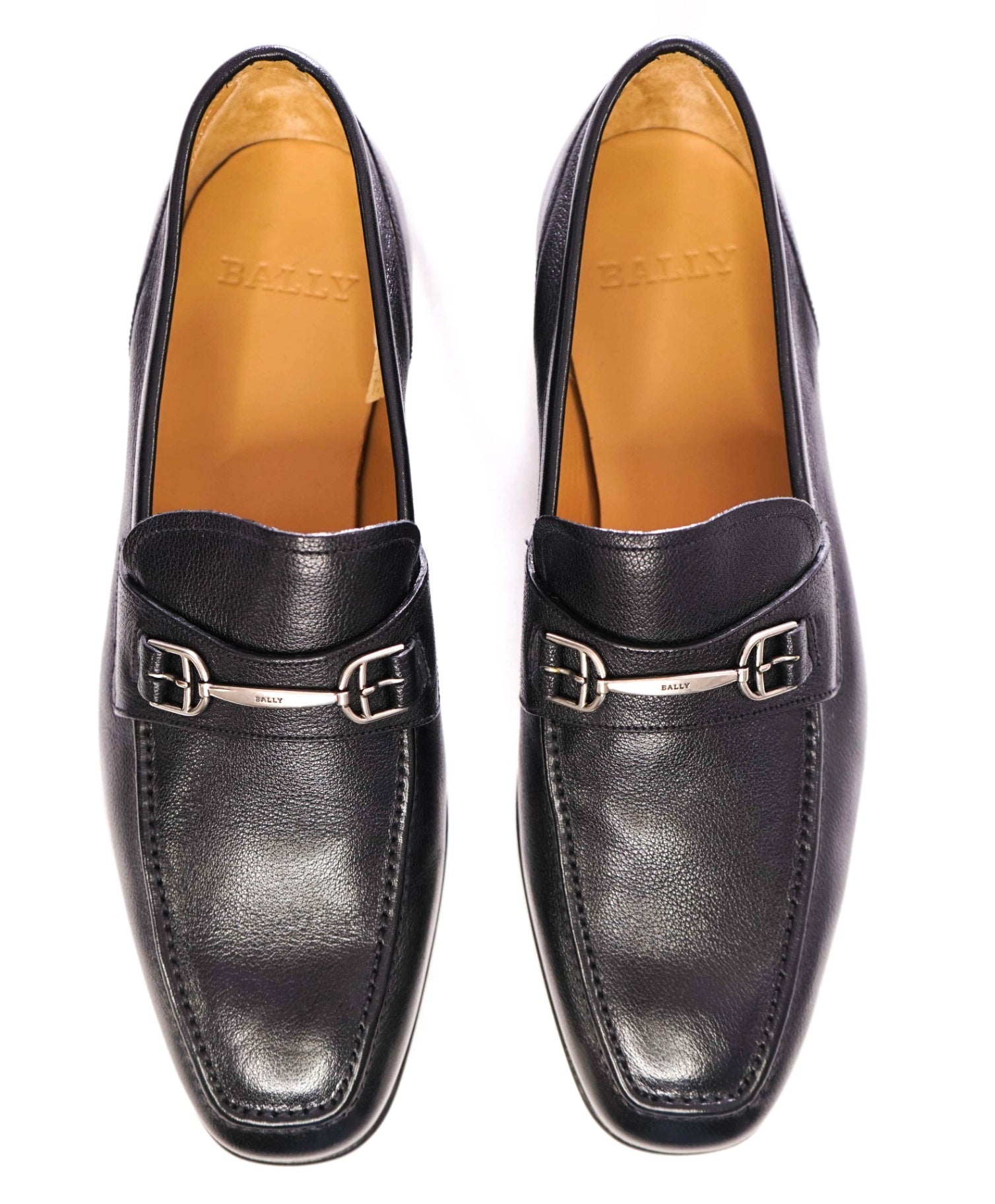 $615 BALLY - Black Pebbled Loafers "STYLEFLEX" Leather - US 8 (7UK)