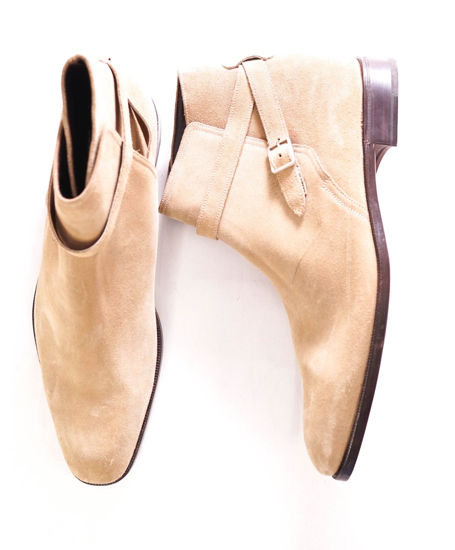 $1,050 Salvatore Ferragamo - Neutral Buckle Ankle Boots Suede - 13 D