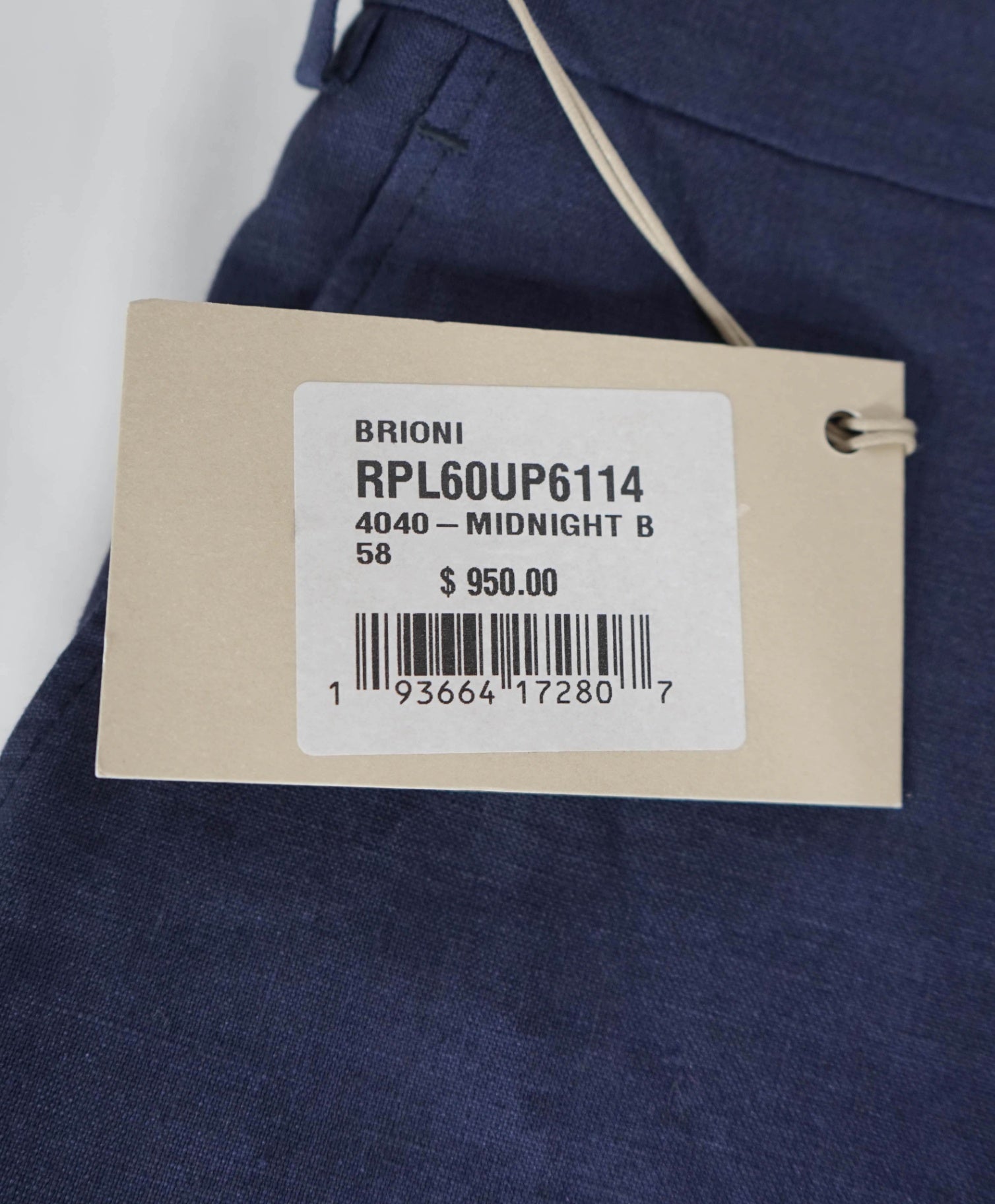 $950 BRIONI - Solid SLIM Blue PURE LINEN Dress Pants - 40W