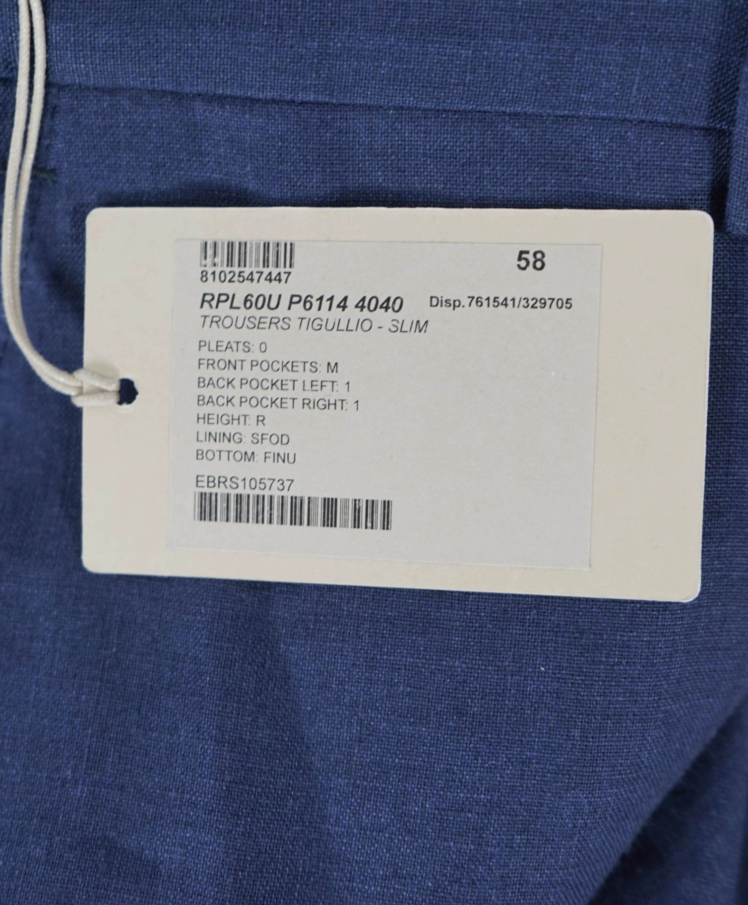 $950 BRIONI - Solid SLIM Blue PURE LINEN Dress Pants - 40W