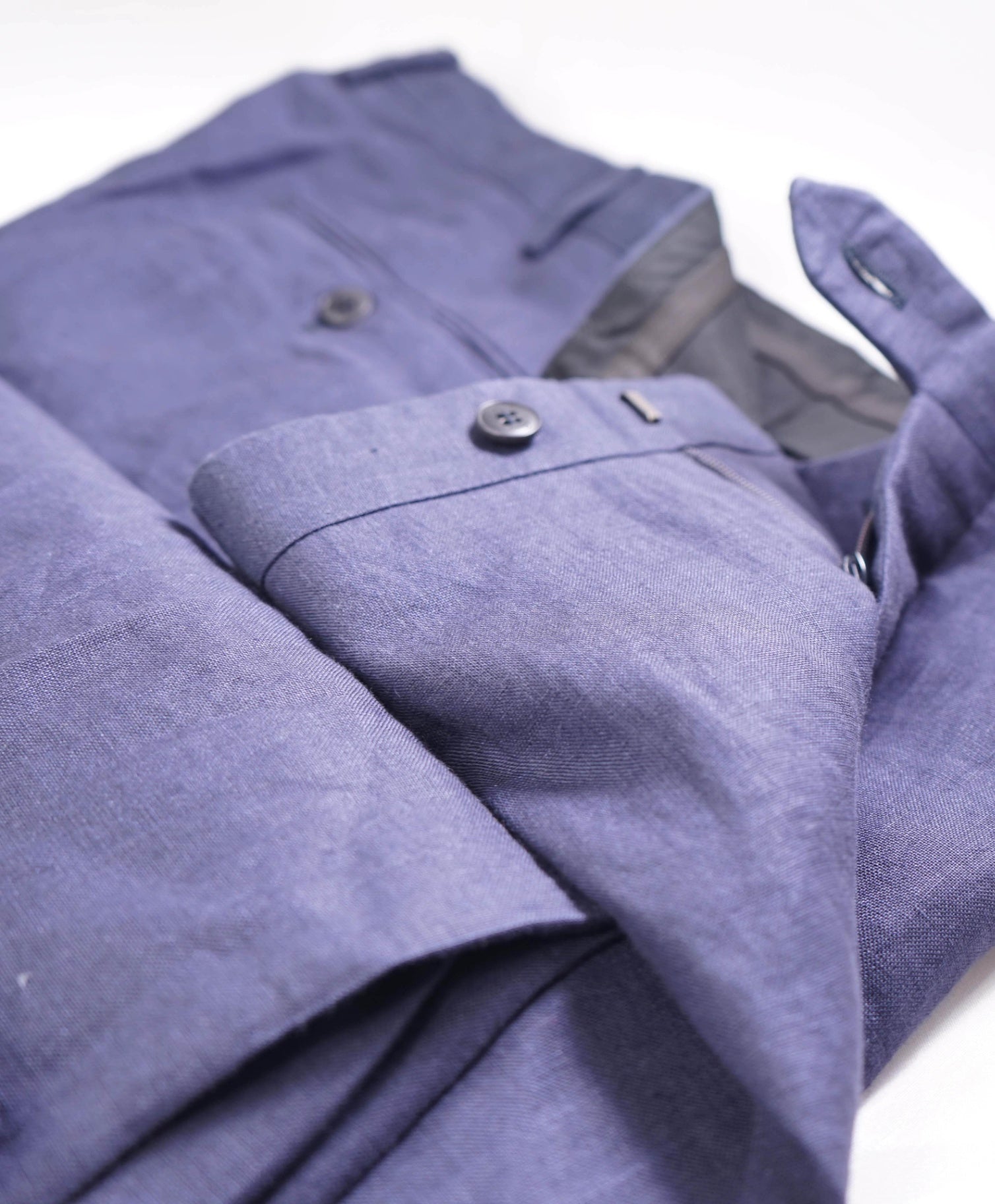 $950 BRIONI - Solid SLIM Blue PURE LINEN Dress Pants - 40W