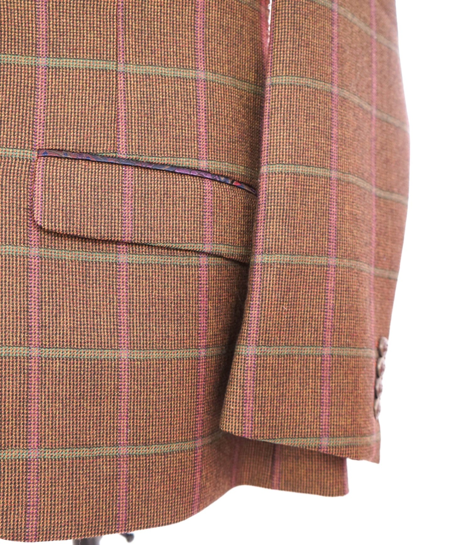 $698 ROBERT GRAHAM - Brown Paisley Check Wool Blazer- 44R