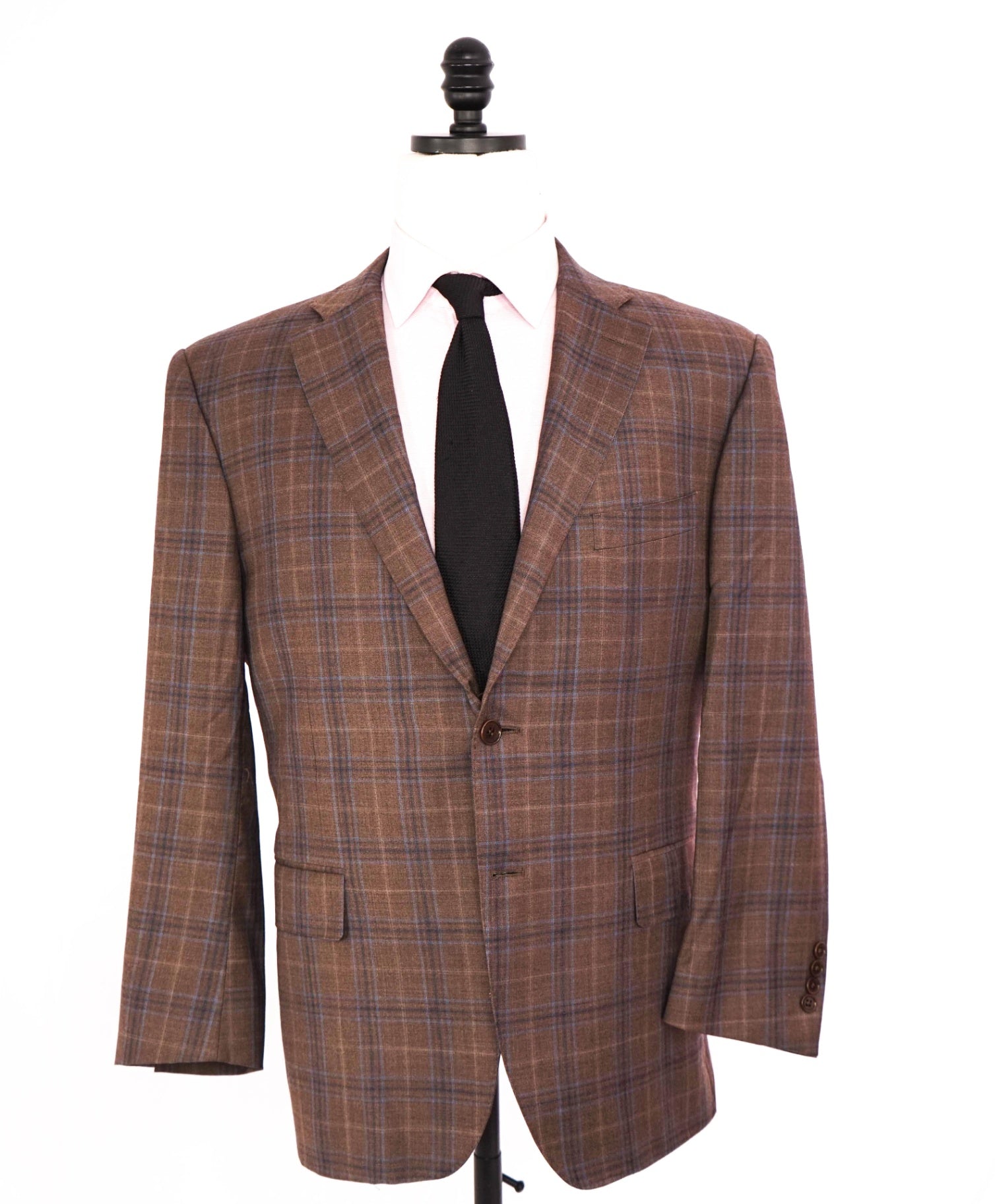 $1,895 CANALI - Brown/Blue Plaid Wool Blazer - 42S