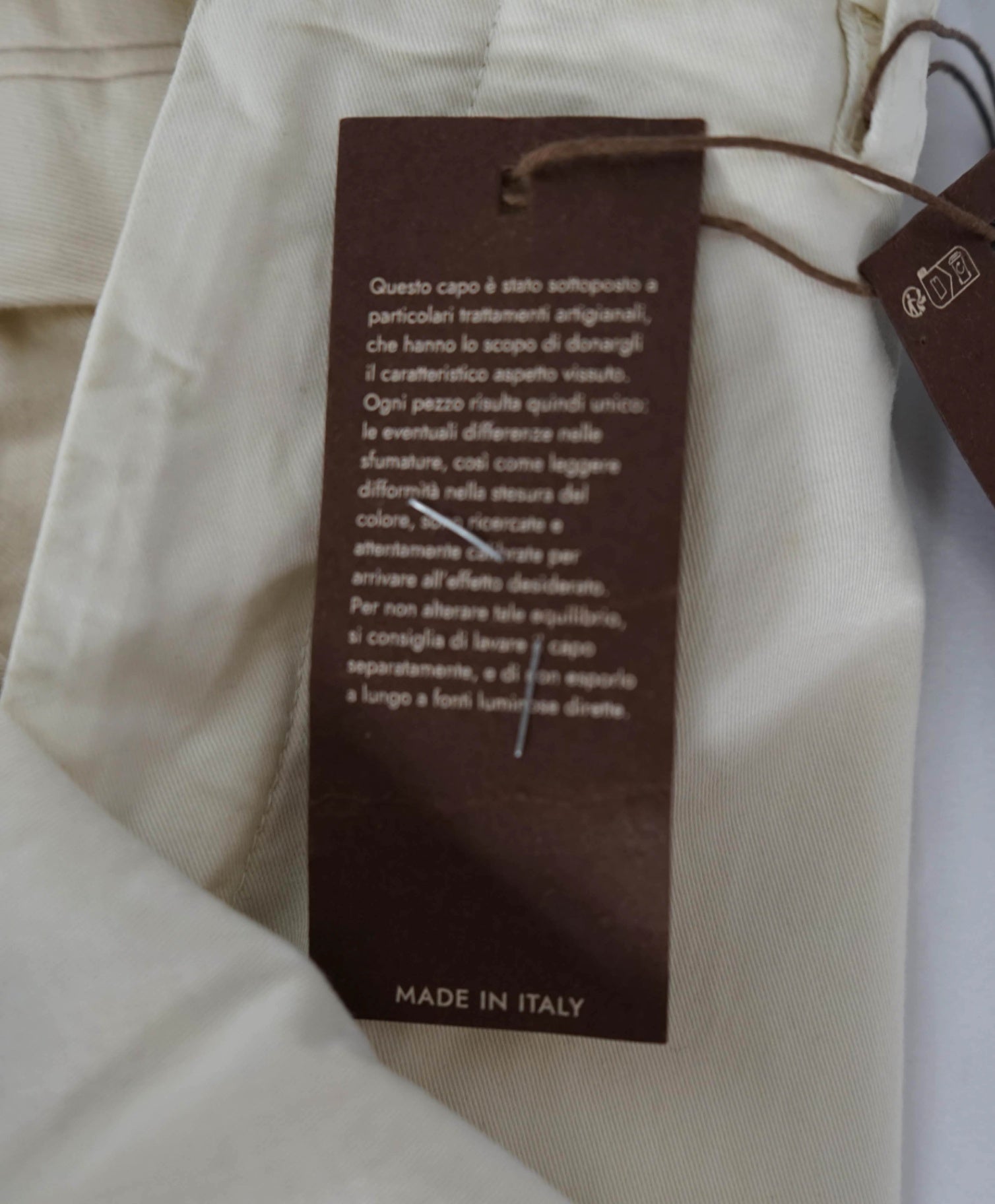 $395 Canali - Solid Ivory White "Regular Fit" Chinos Cotton Pants - 34W