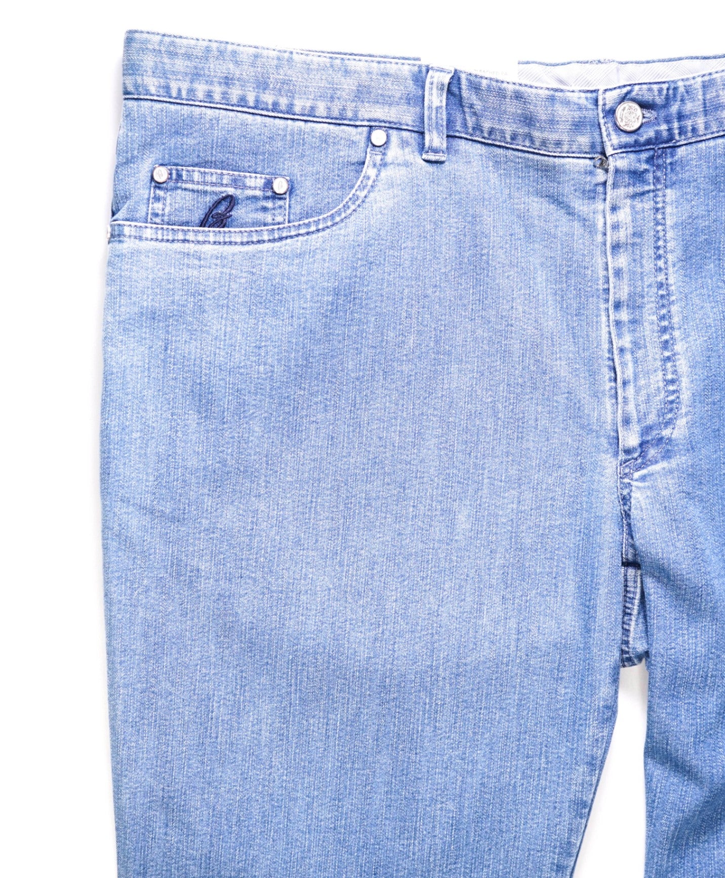 $745 Brioni - Blue Denim Cotton/Polyester Performance Pants - 42W