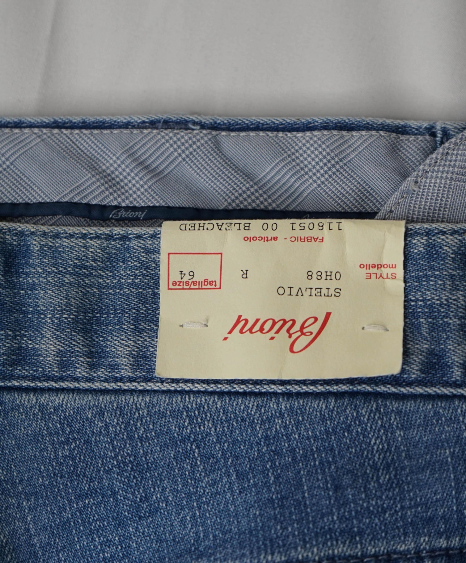 $745 Brioni - Blue Denim Cotton/Polyester Performance Pants - 42W