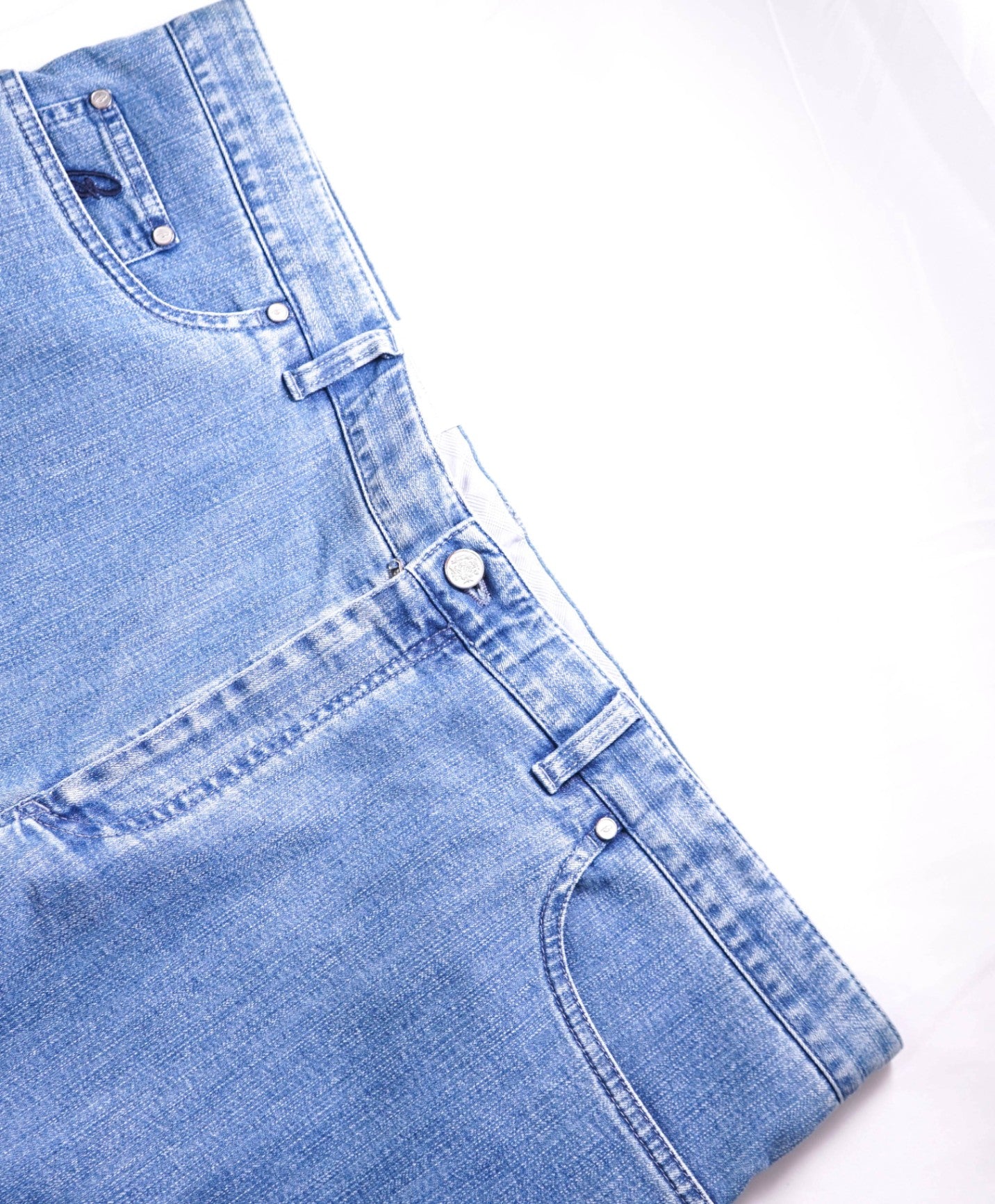 $745 Brioni - Blue Denim Cotton/Polyester Performance Pants - 42W