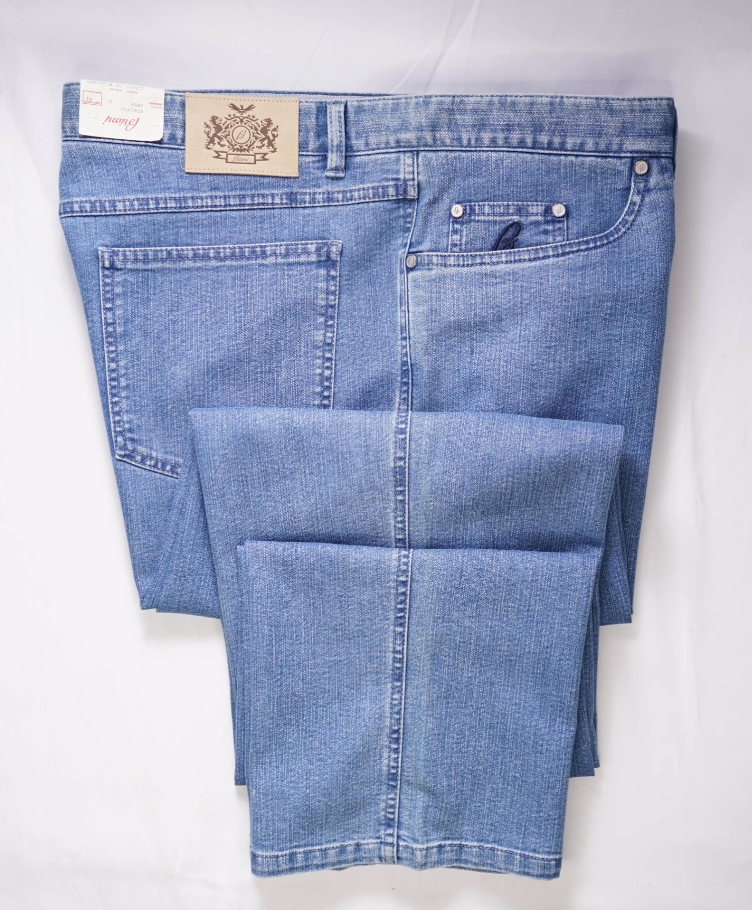 $745 Brioni - Blue Denim Cotton/Polyester Performance Pants - 42W