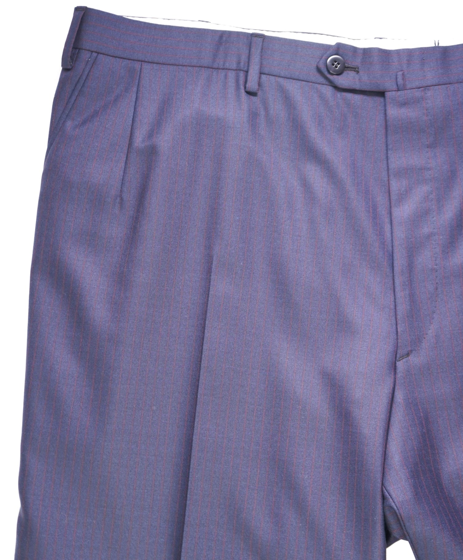 $1,095 BRIONI Navy Blue/Red Striped Wool Pants 43W