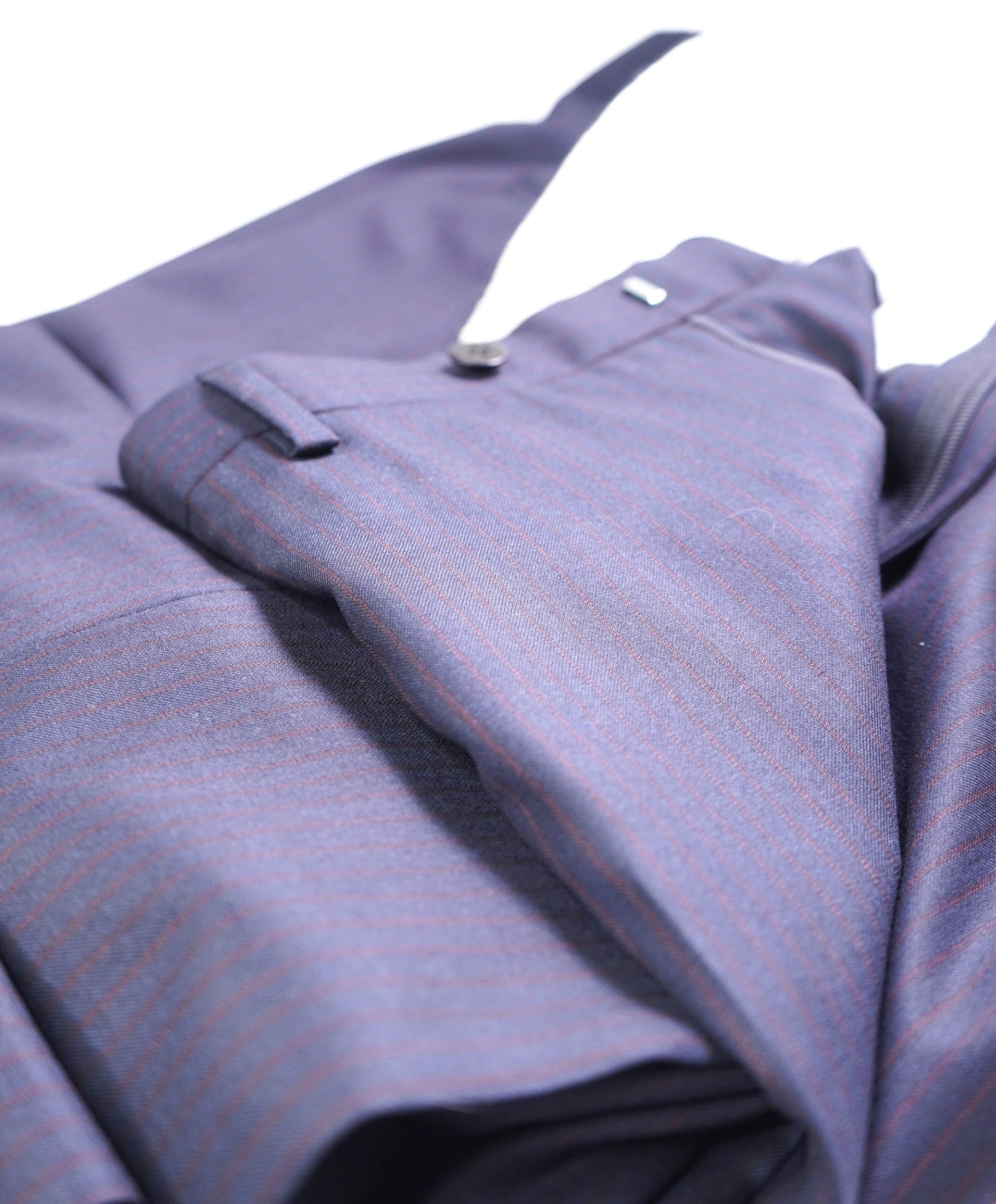 $1,095 BRIONI Navy Blue/Red Striped Wool Pants 43W