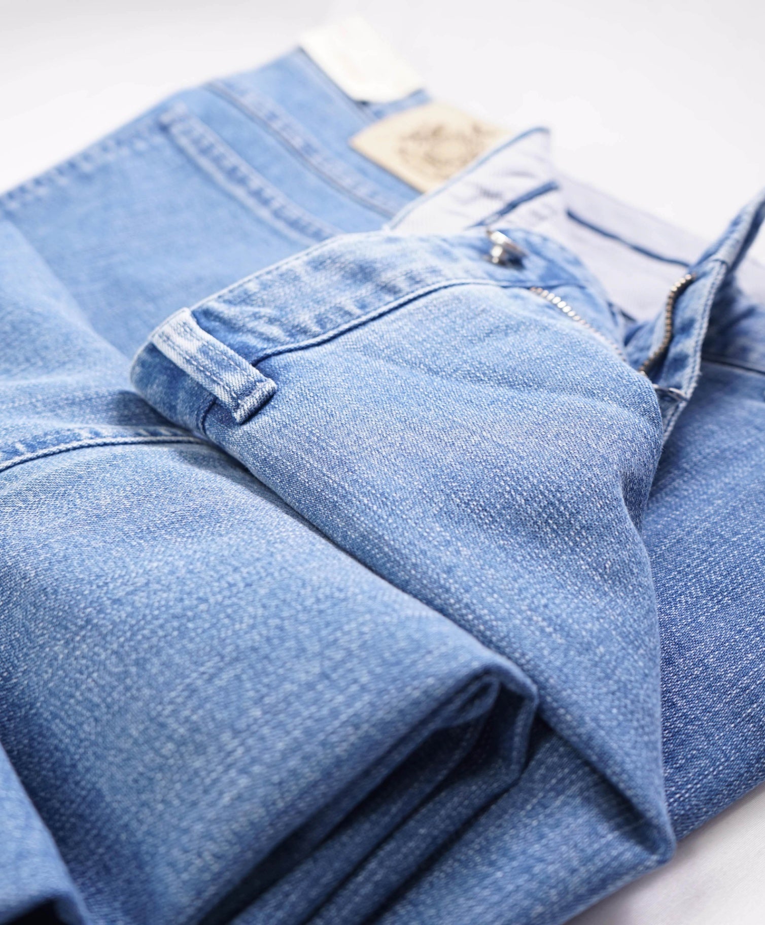 $745 Brioni - Blue Denim Cotton/Polyester Performance Pants - 42W