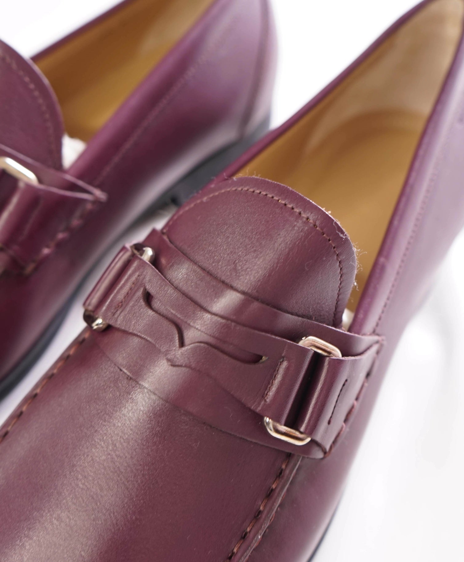 $650 BALLY - Purple Penny Loafers Leather - US 12 (UK11)