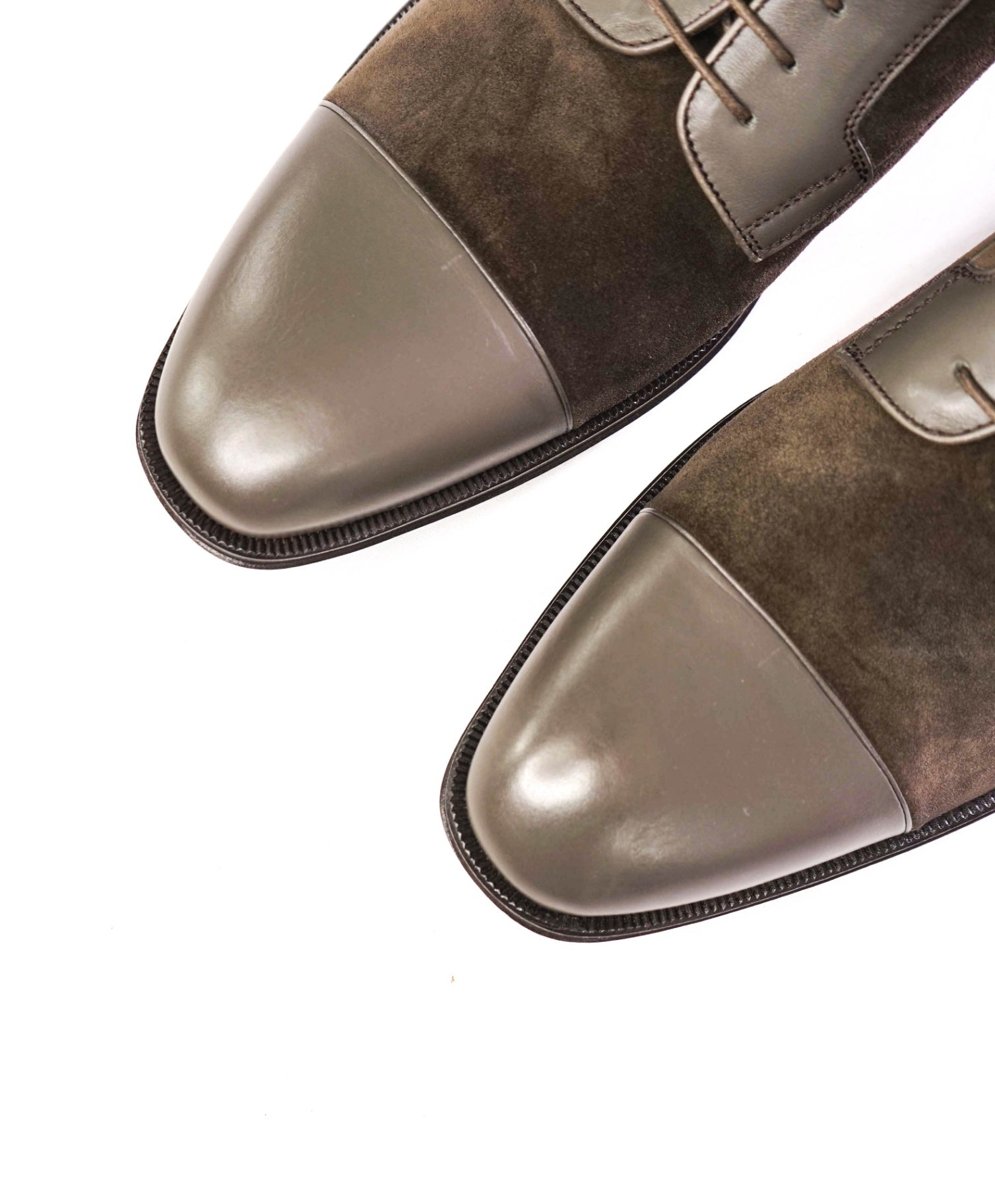 $695 CANALI - Brown Suede/Leather Derbies- US 13 (46EU)