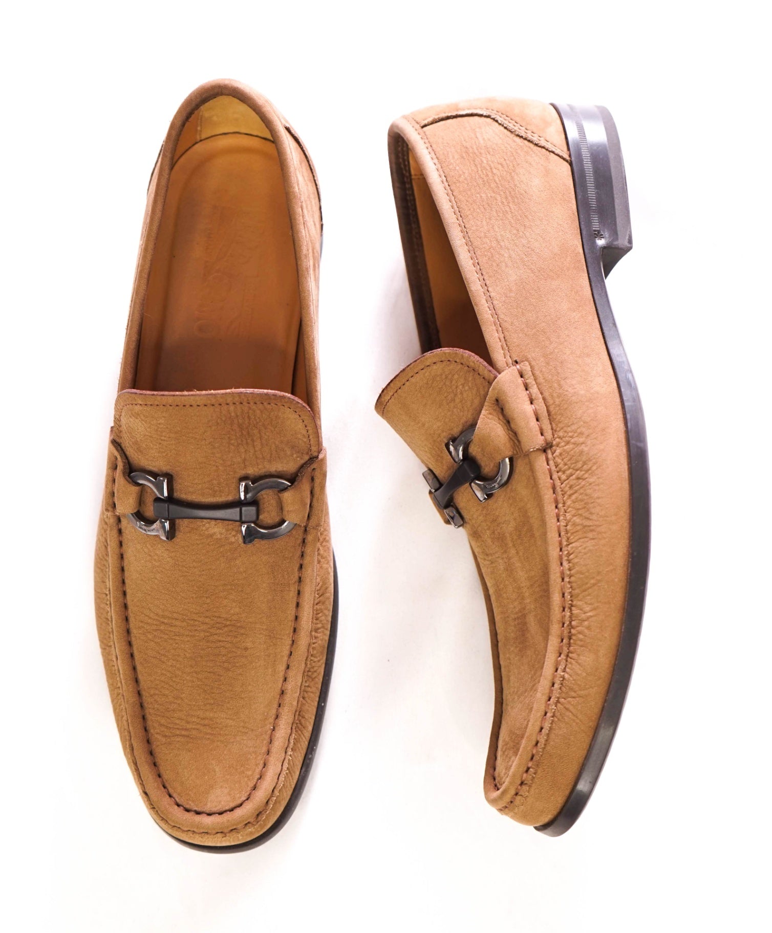 $850 FERRAGAMO - “GRANDIOSO" Gancini Loafer Brown Leather -11 D