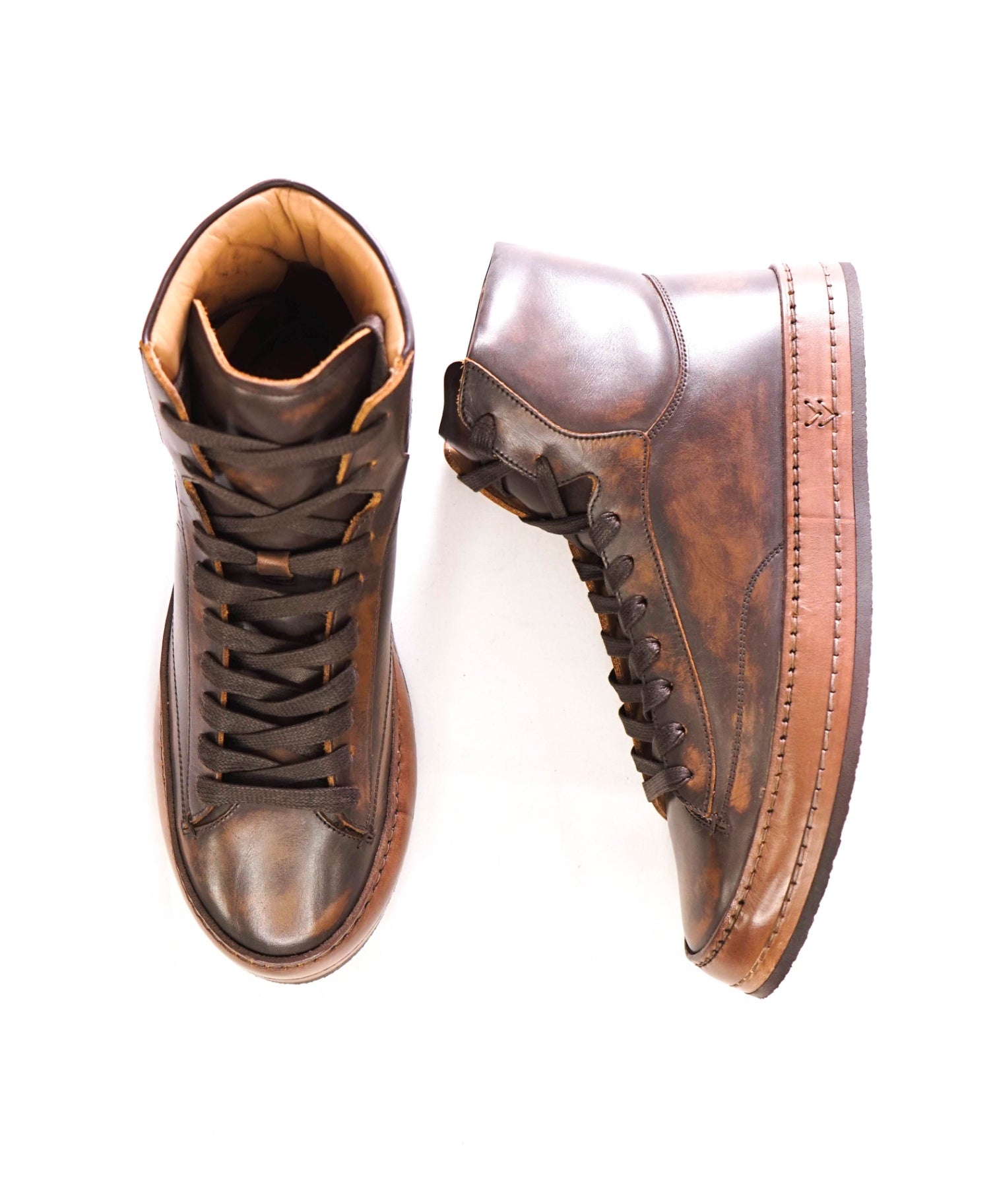 $698 JOHN VARVATOS -"Wooster Artisan High Top" Leather - US 8.5