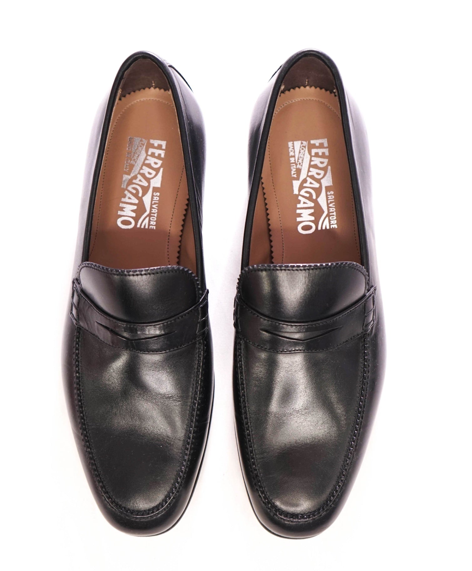 $850 SALVATORE FERRAGAMO - Black "LORD" Leather Loafers - 8 3E