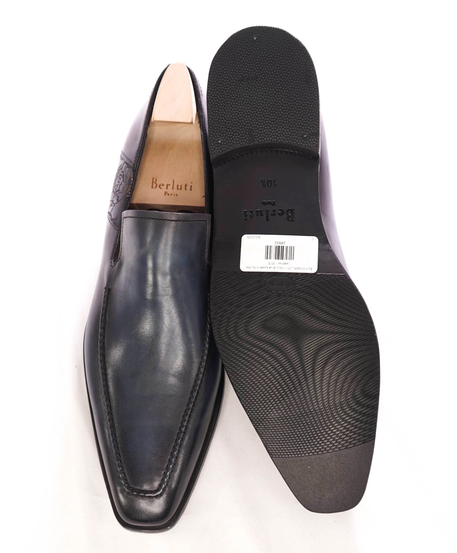 $2,690 BERLUTI - "ANDY" Blue Scritto Leather Loafers- 11.5 US (10.5EU)