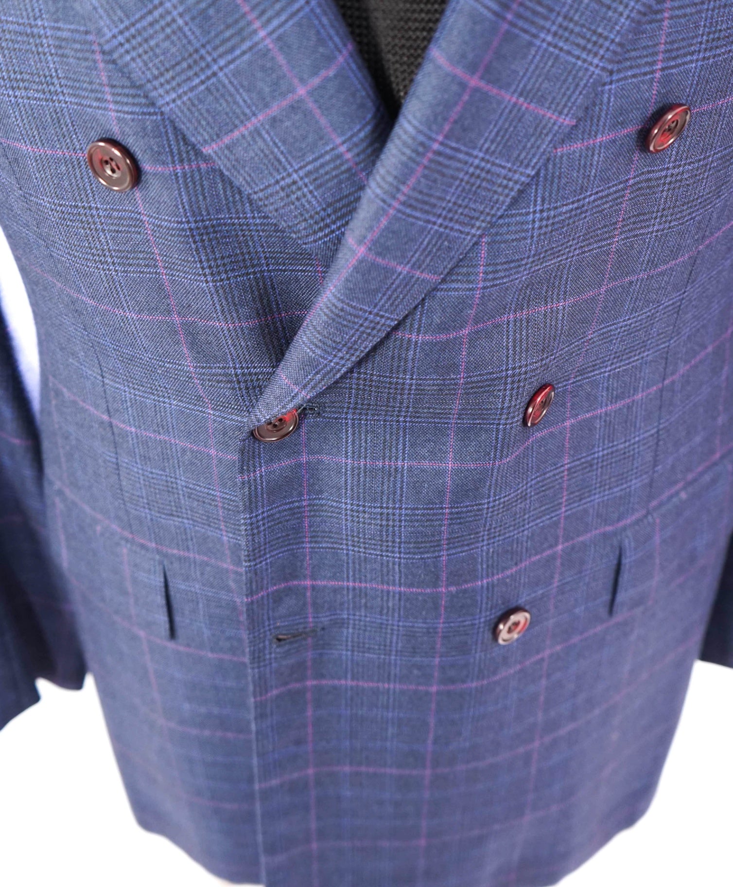 $11,000 KITON - Blue Double Breasted Cashmere/Silk Blazer- 44R