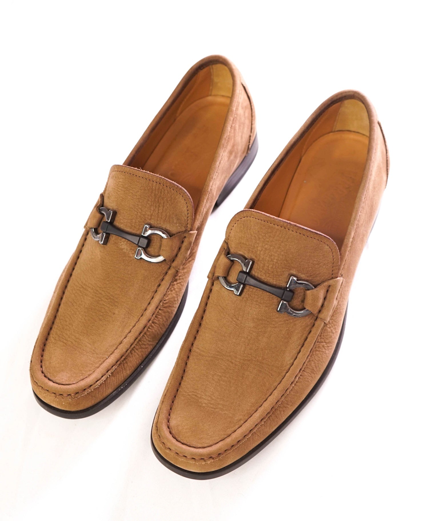 $850 FERRAGAMO - “GRANDIOSO" Gancini Loafer Brown Leather -11 D