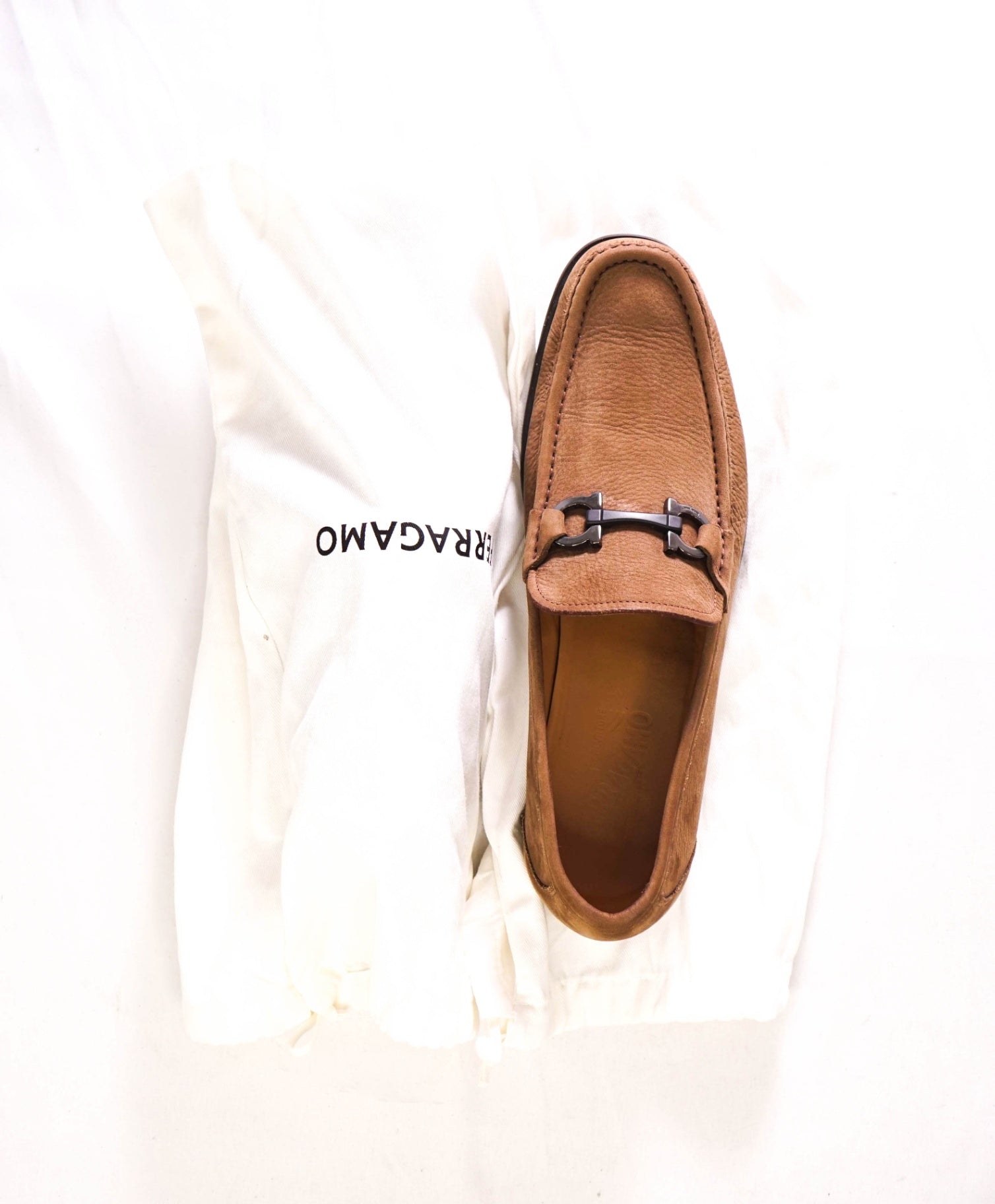 $850 FERRAGAMO - “GRANDIOSO" Gancini Loafer Brown Leather -11 D