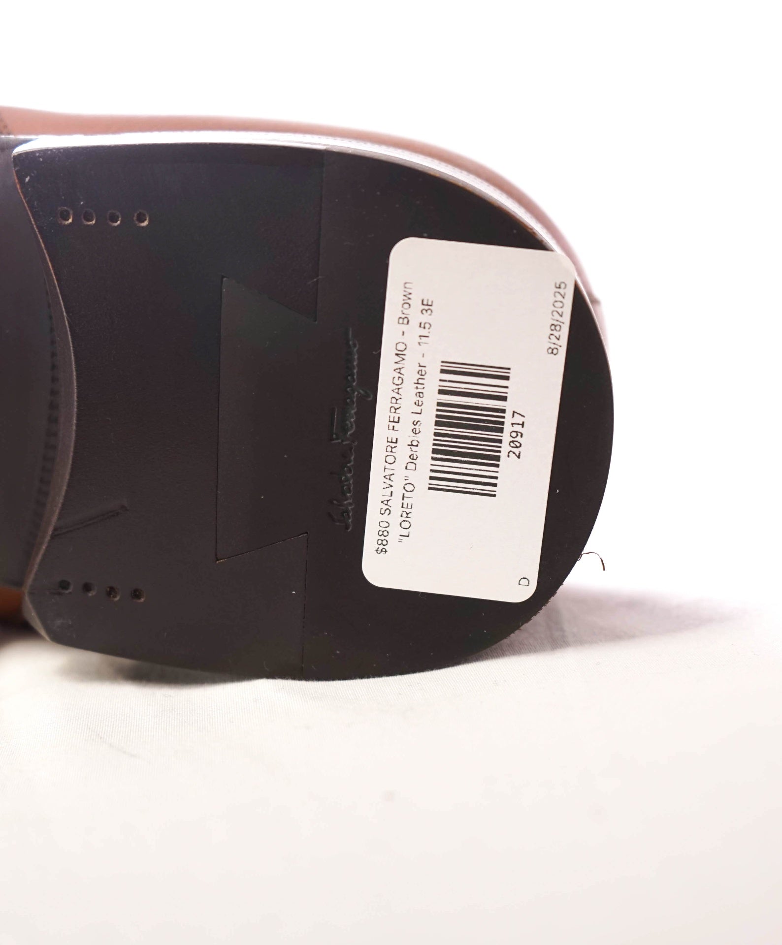 $880 SALVATORE FERRAGAMO - Brown "LORETO" Derbies - 11.5 3E