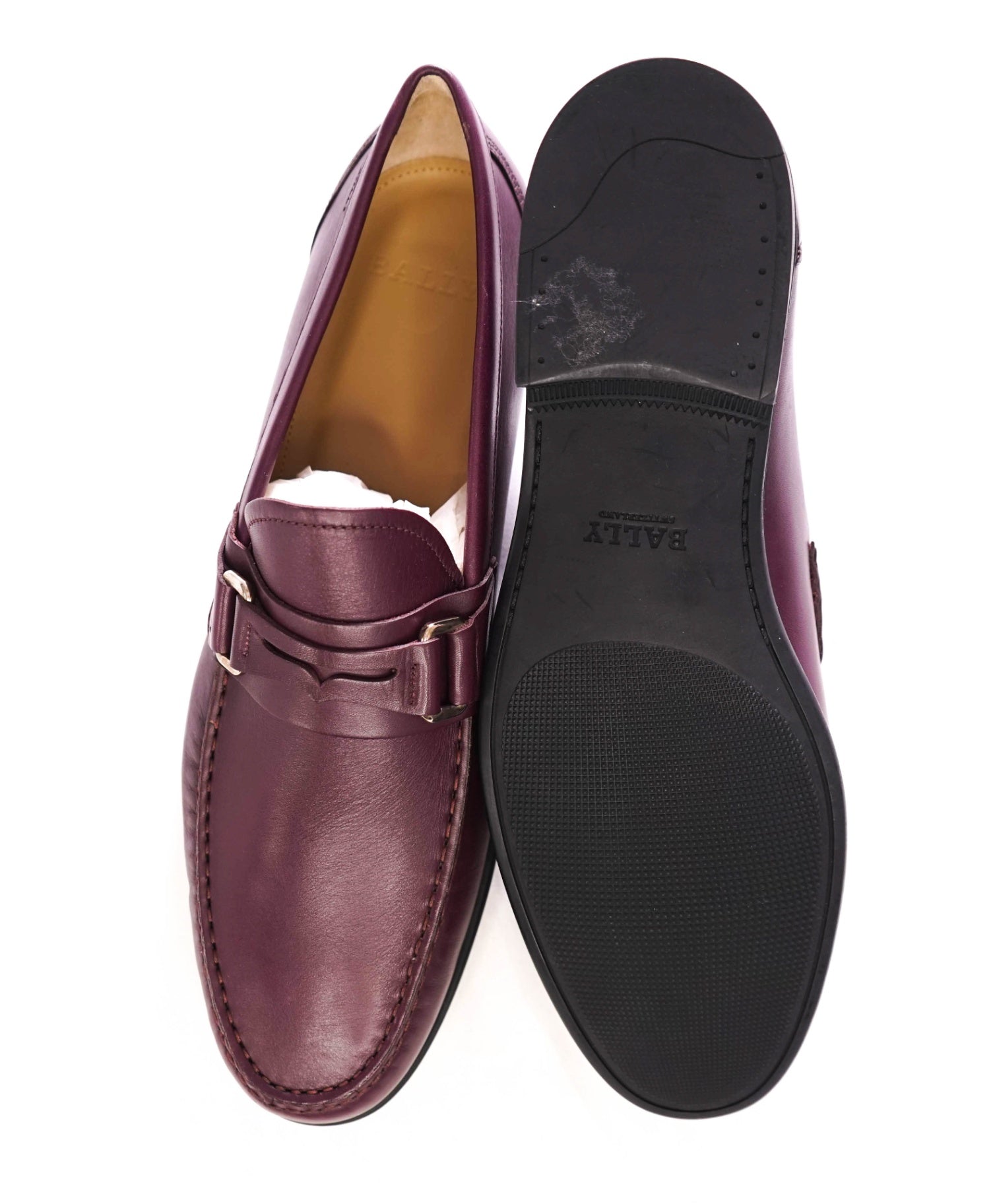$650 BALLY - Purple Penny Loafers Leather - US 12 (UK11)