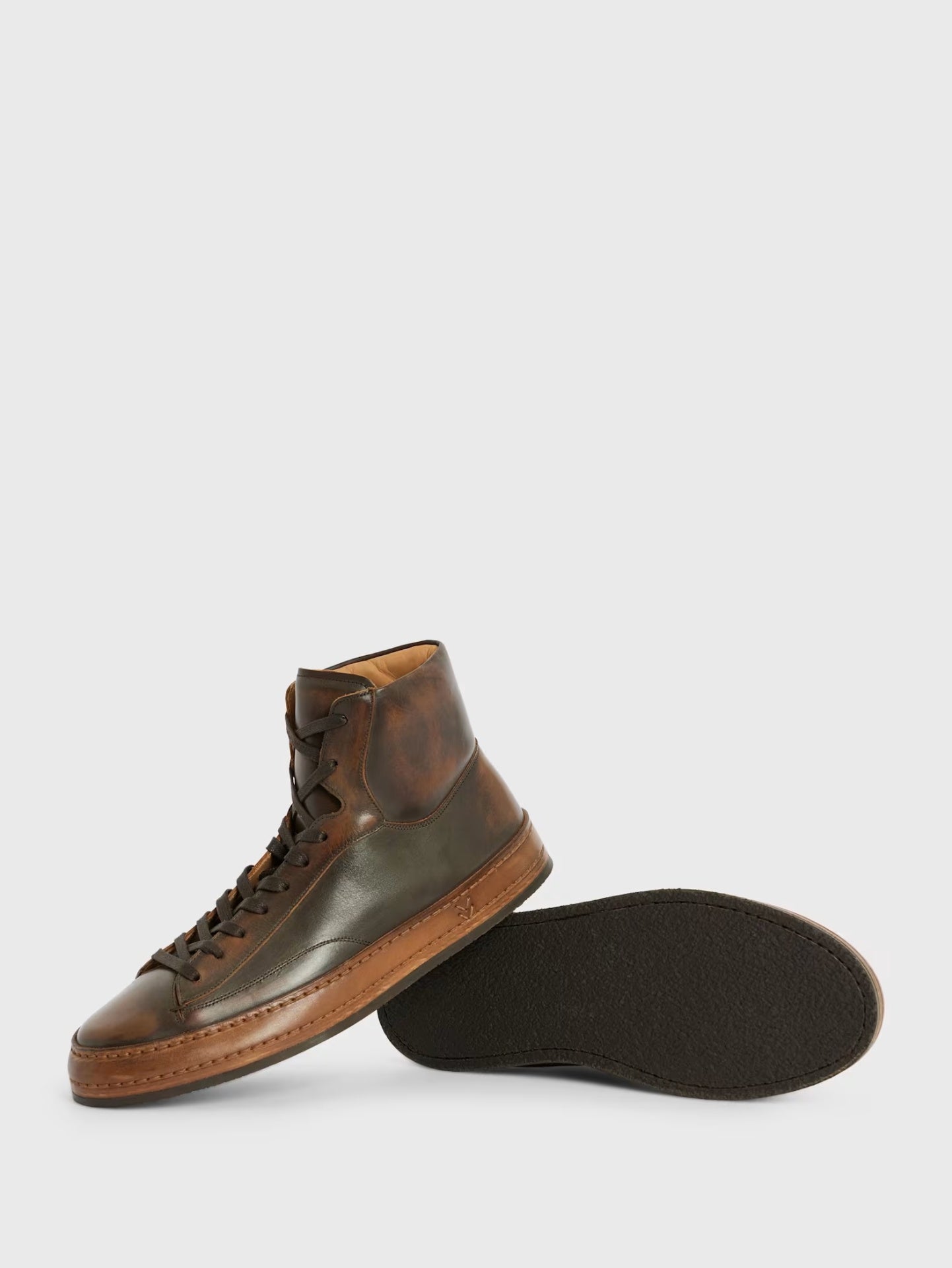 $698 JOHN VARVATOS -"Wooster Artisan High Top" Leather - US 8.5