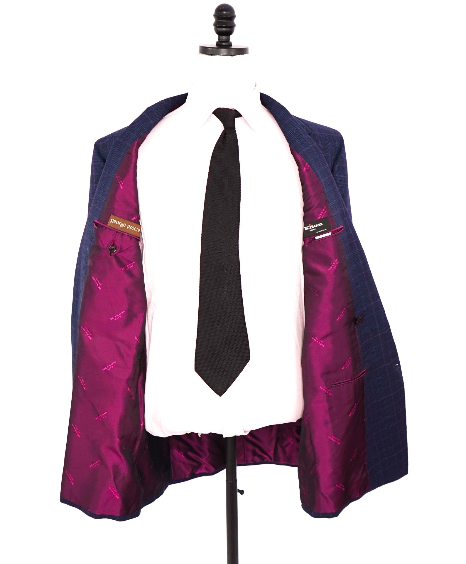 $11,000 KITON - Blue Double Breasted Cashmere/Silk Blazer- 44R