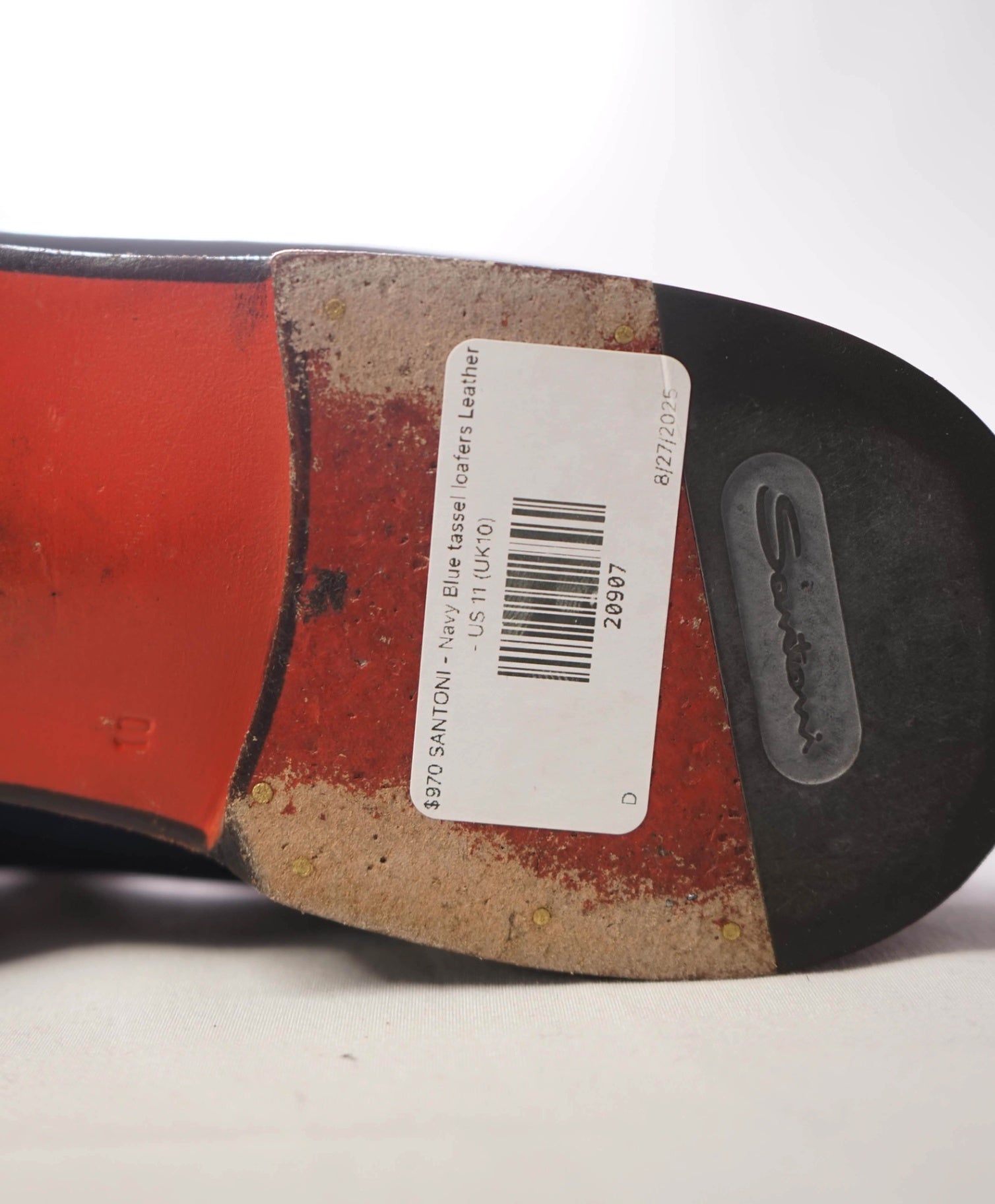 $970 SANTONI - "GOODYEAR" Blue tassel loafers - US 11 (UK10)