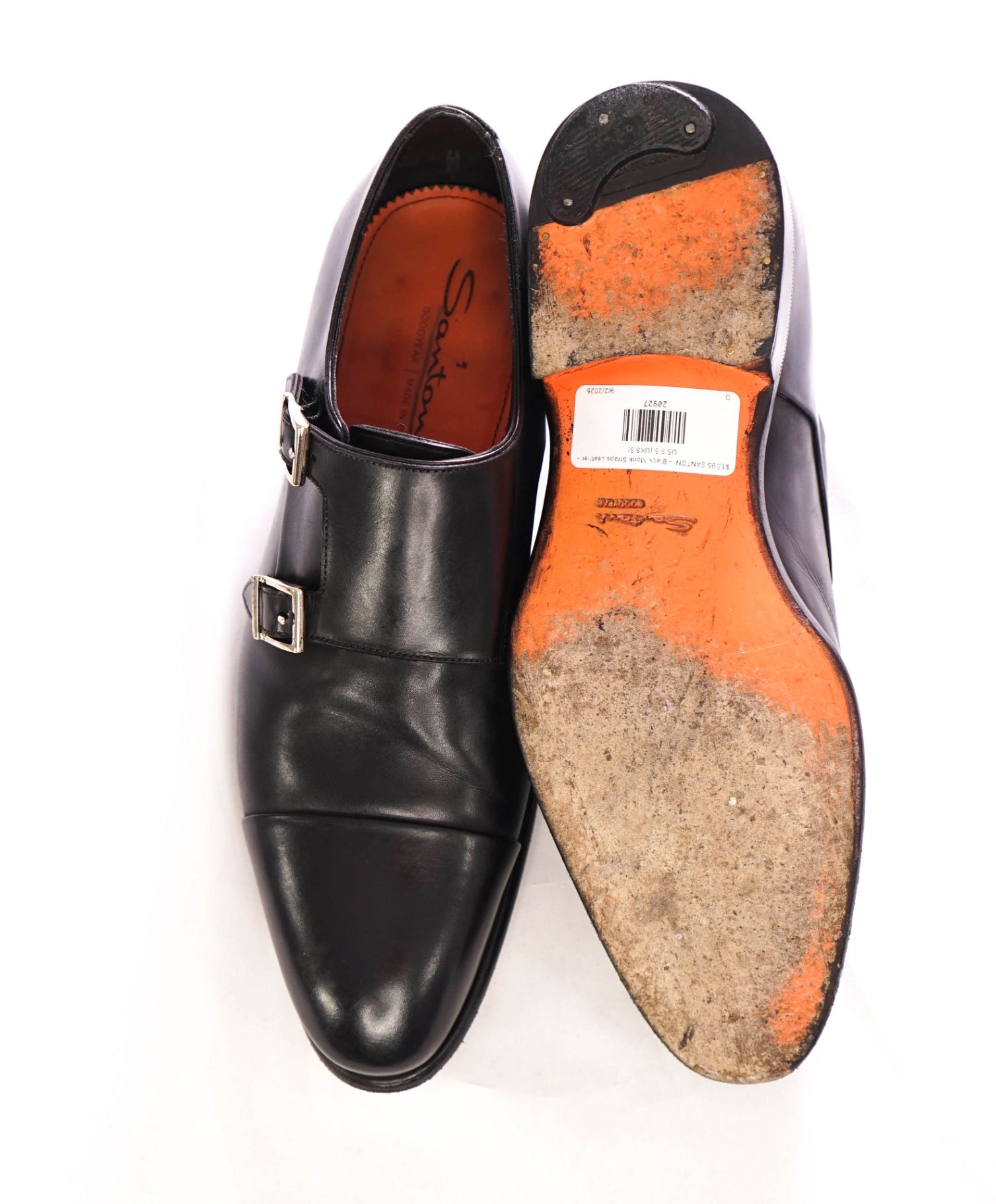 $1,595 SANTONI - "GOODYEAR WELT” Monk Strap Loafers - US 9.5 (UK8.5)