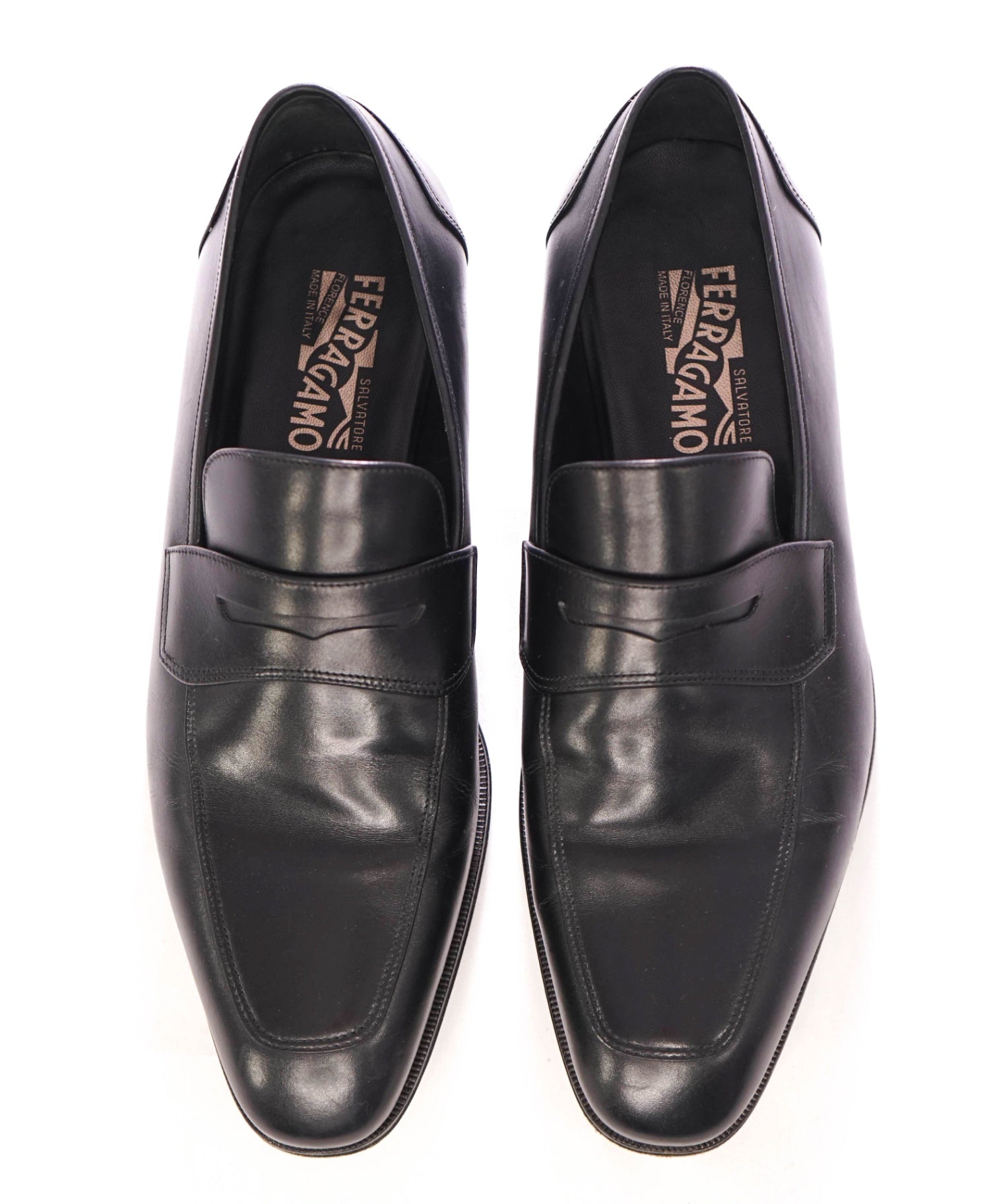 $850 SALVATORE FERRAGAMO - "Lionel" Black Penny Loafers - 11 3E