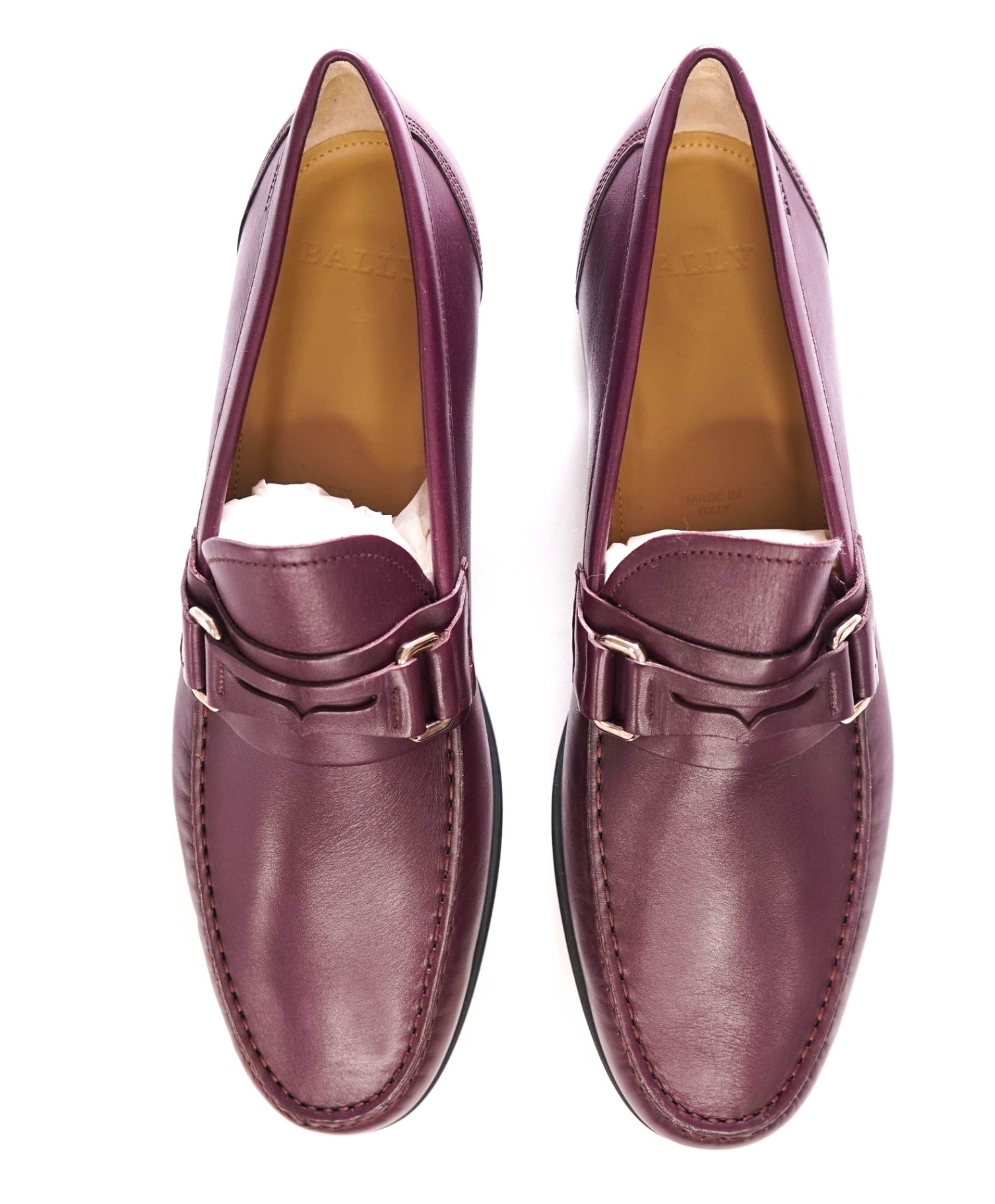 $650 BALLY - Purple Penny Loafers Leather - US 12 (UK11)